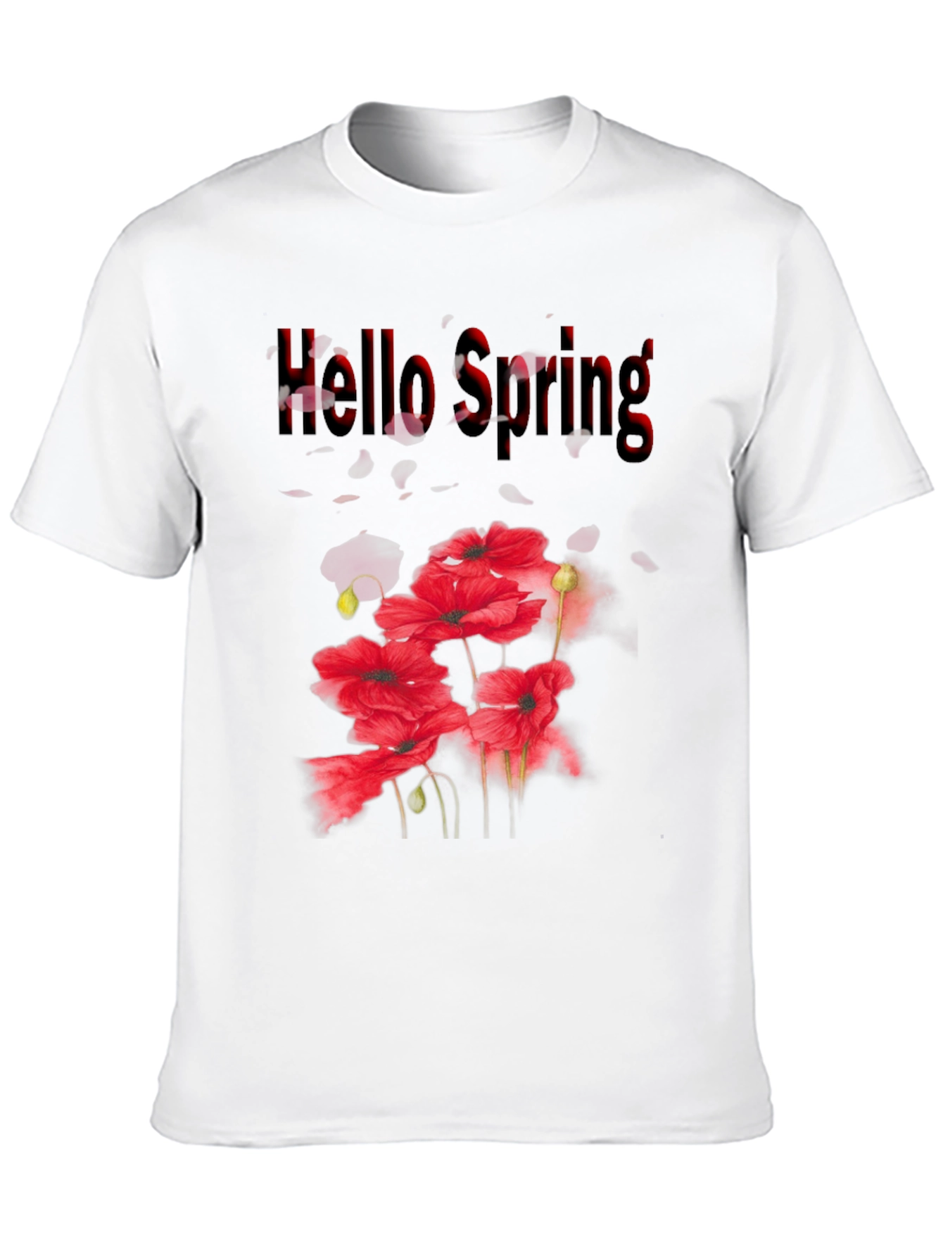 Hello Spring Floral Black T-Shirt