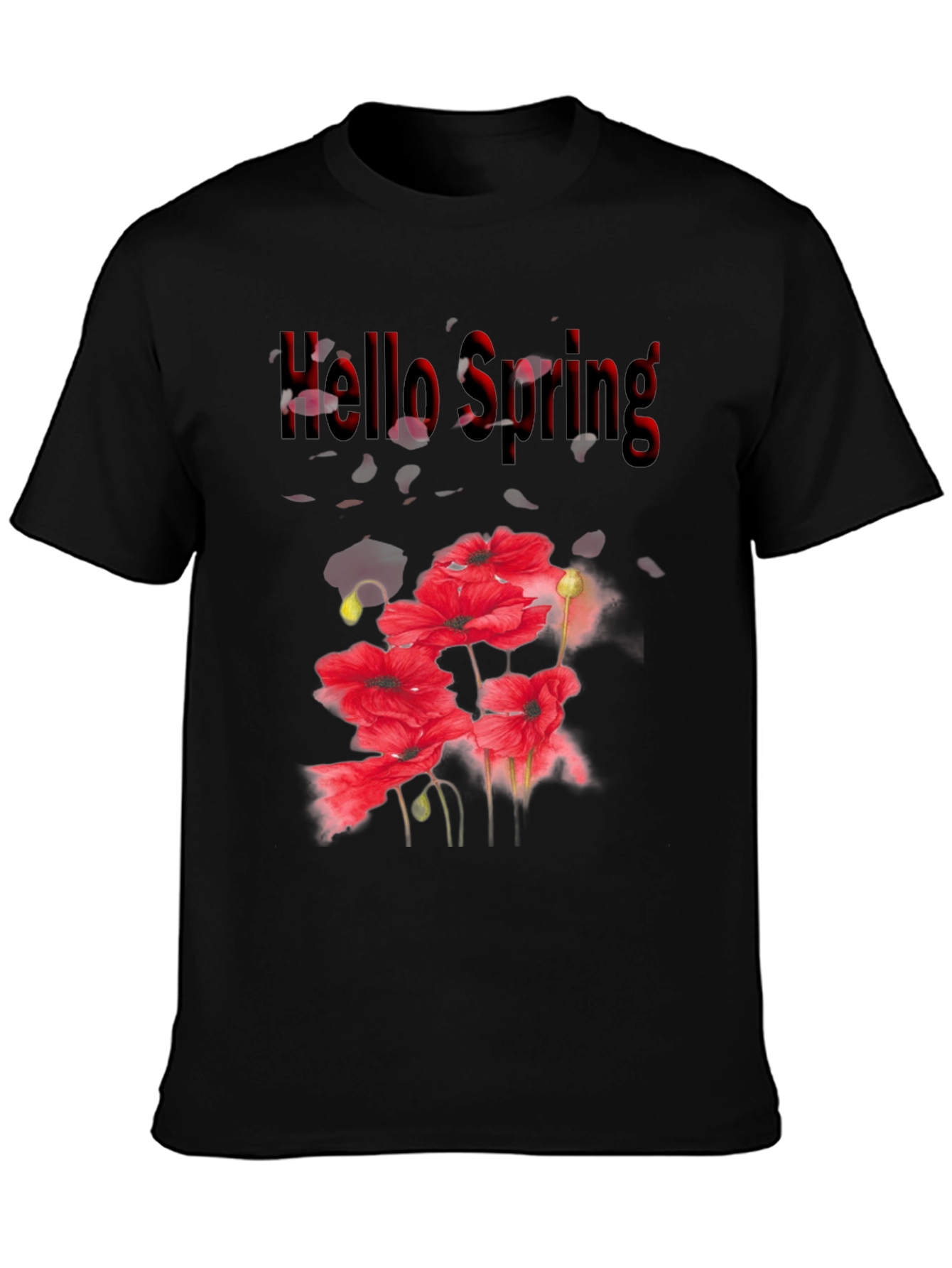 Hello Spring Floral Black T-Shirt