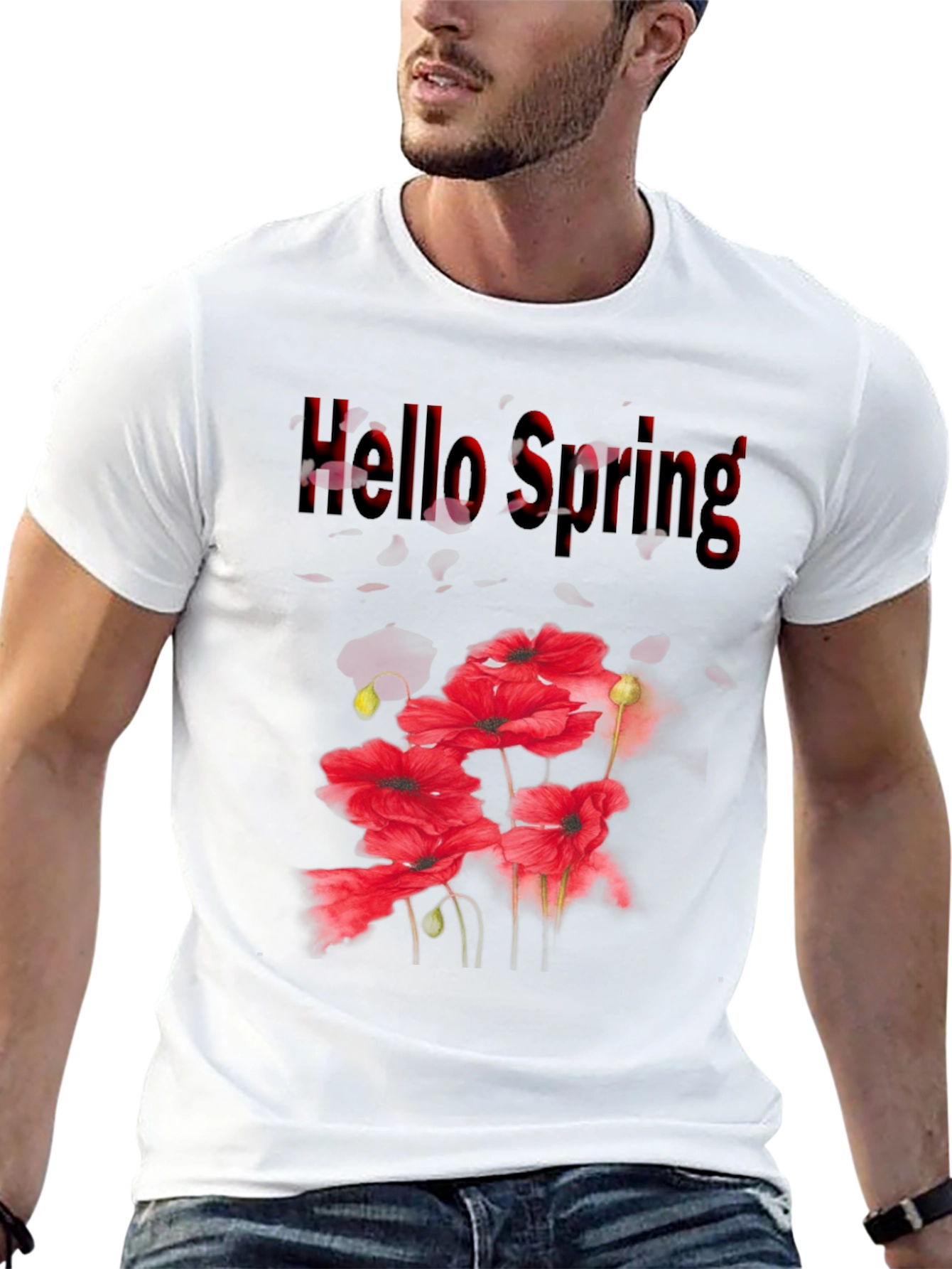 Hello Spring Floral Black T-Shirt