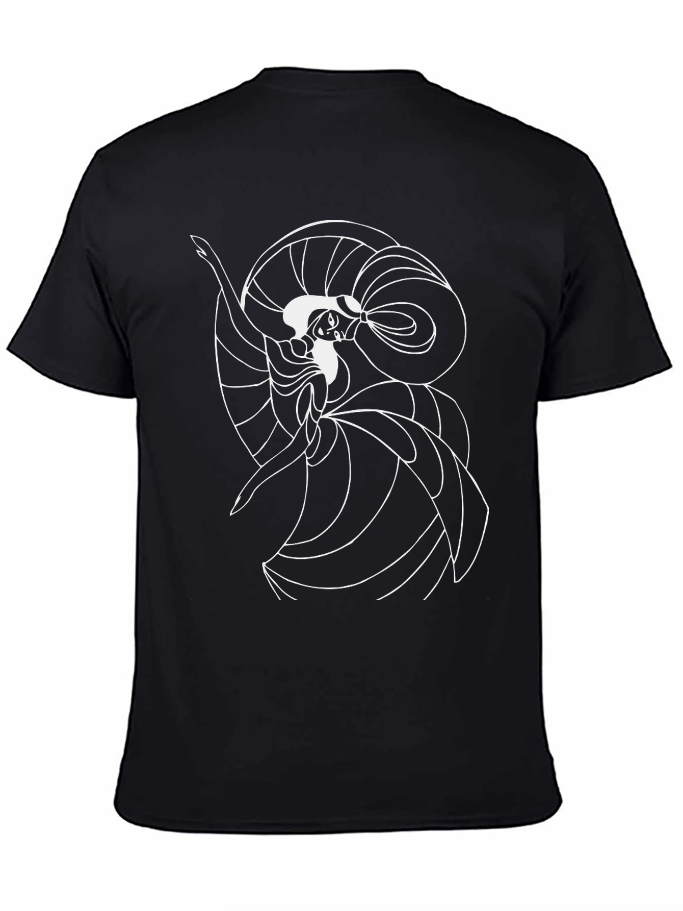 Elegant Black T-Shirt with Abstract Dancer Design