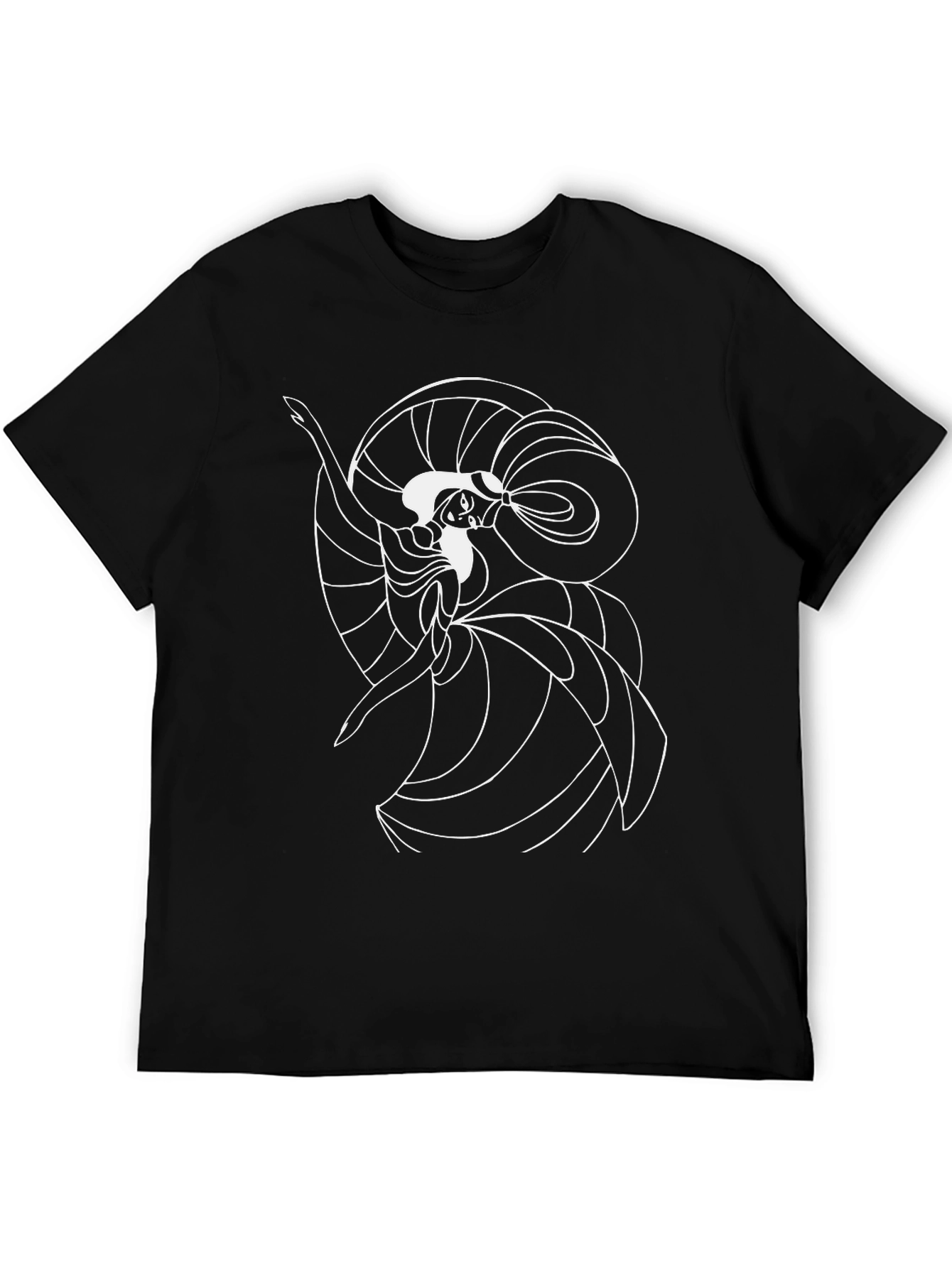 Elegant Black T-Shirt with Abstract Dancer Design