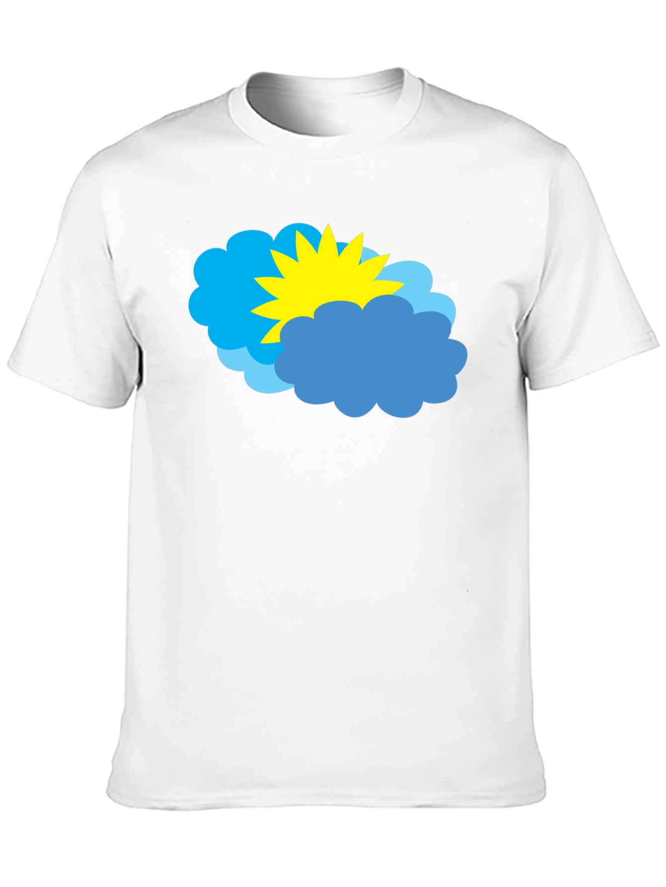 Cartoon Sun & Clouds Graphic Black T-Shirt
