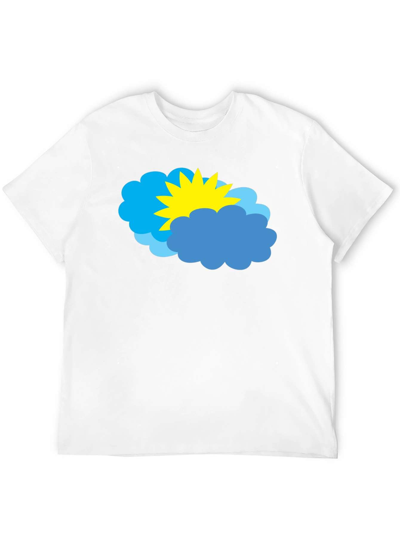 Cartoon Sun & Clouds Graphic Black T-Shirt