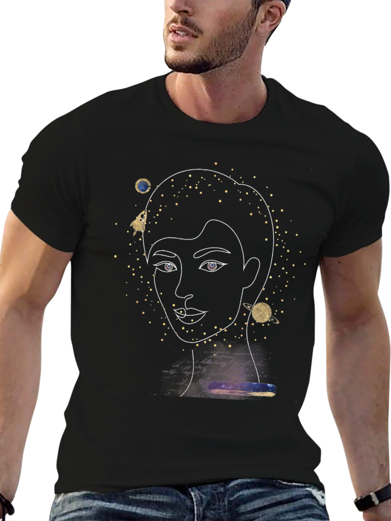 Cosmic Woman Graphic Tee - Stylish Black T-Shirt