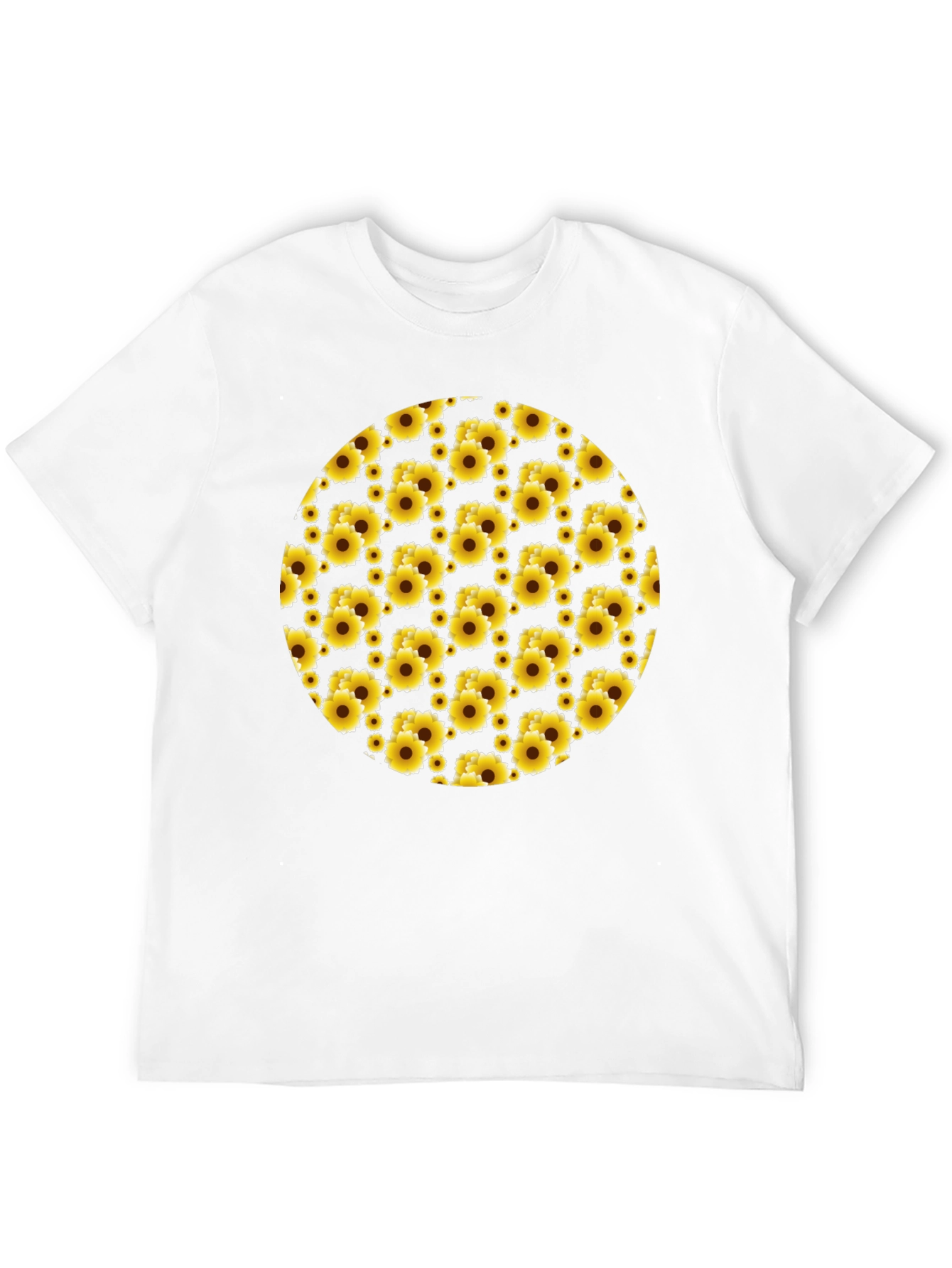 Sunflower Pattern Black T-Shirt