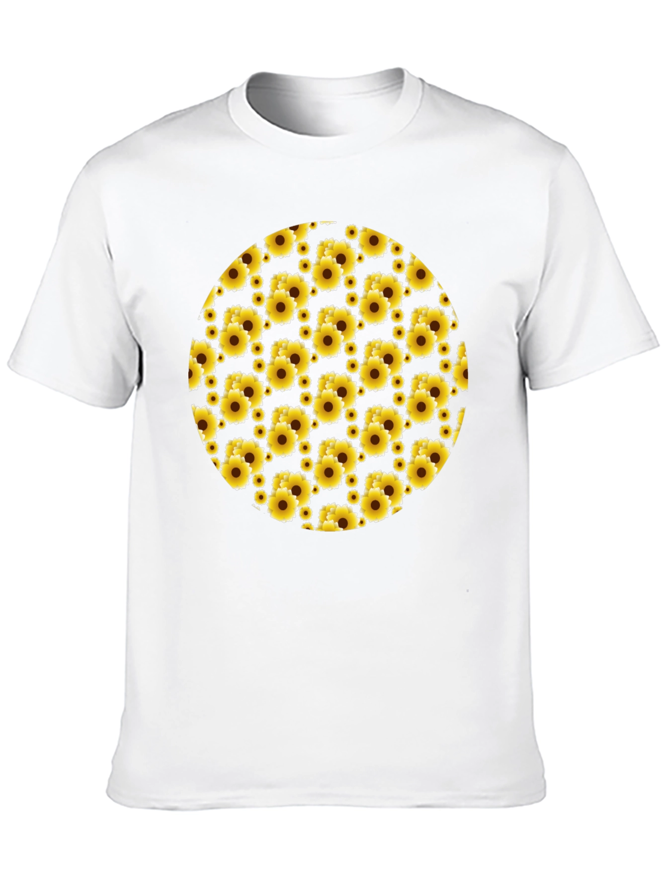 Sunflower Pattern Black T-Shirt