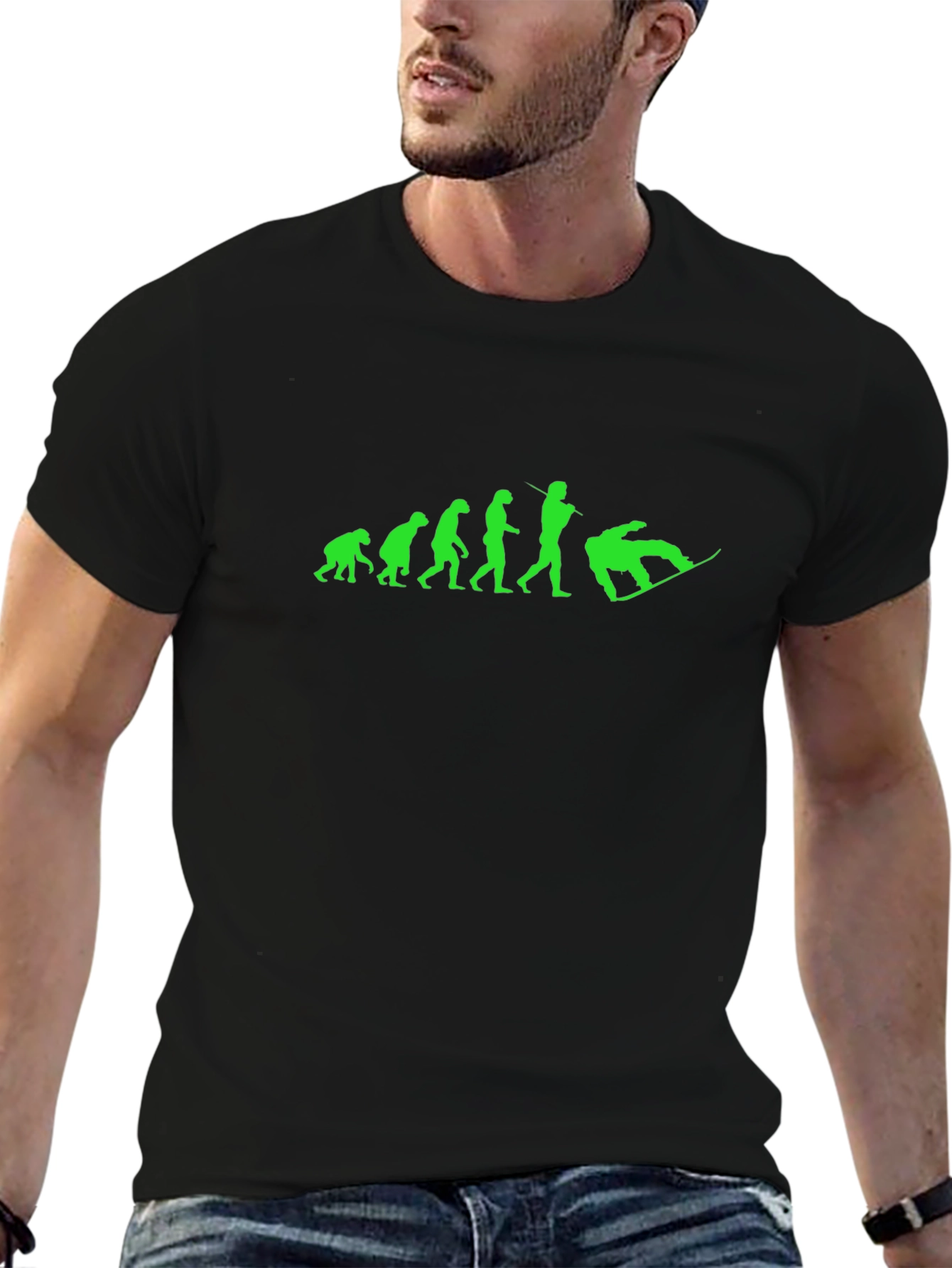 Snowboard Evolution Graphic Tee - Black Cotton T-Shirt