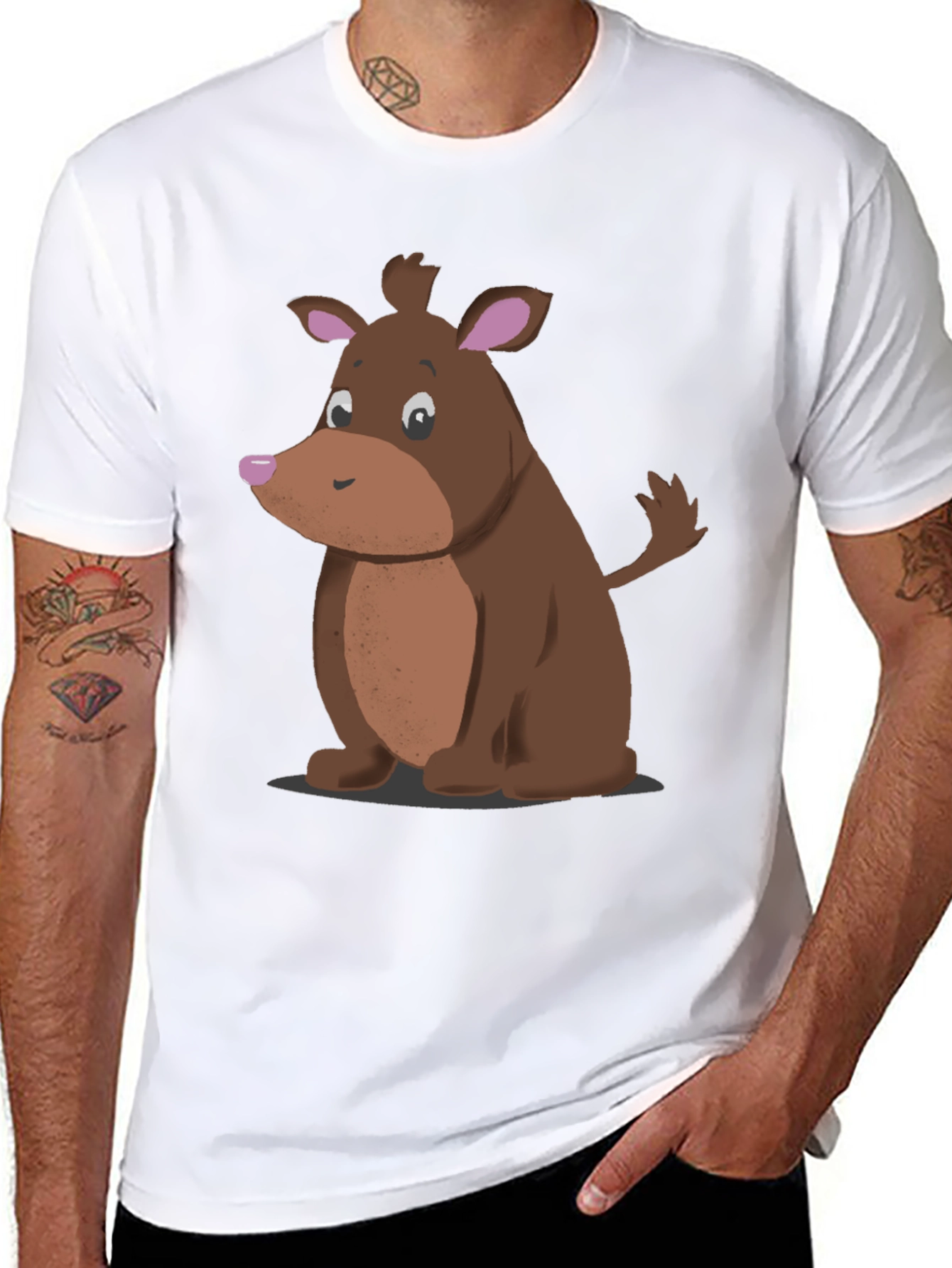 Cartoon Dog Black T-Shirt