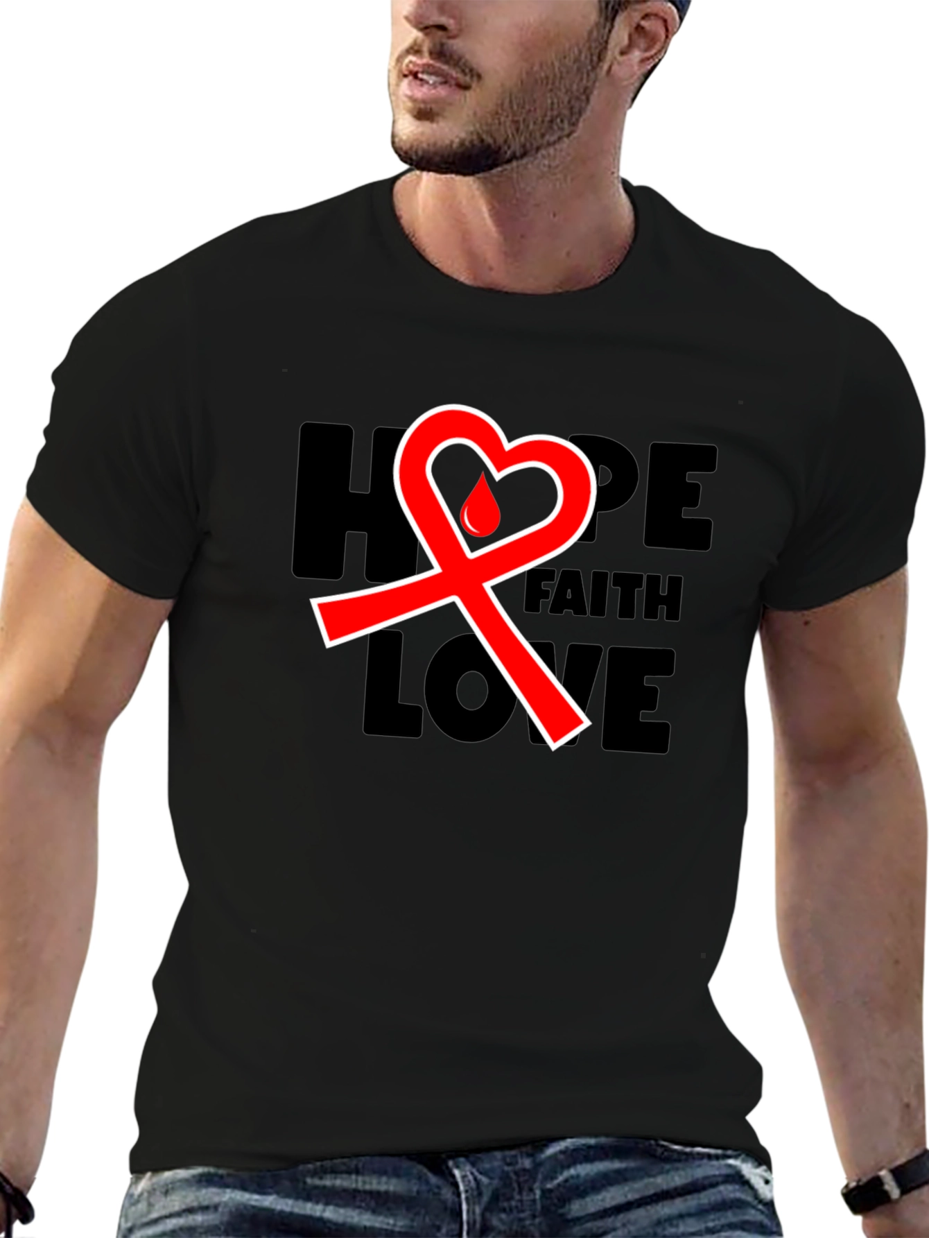 Hope Faith Love Ribbon T-Shirt