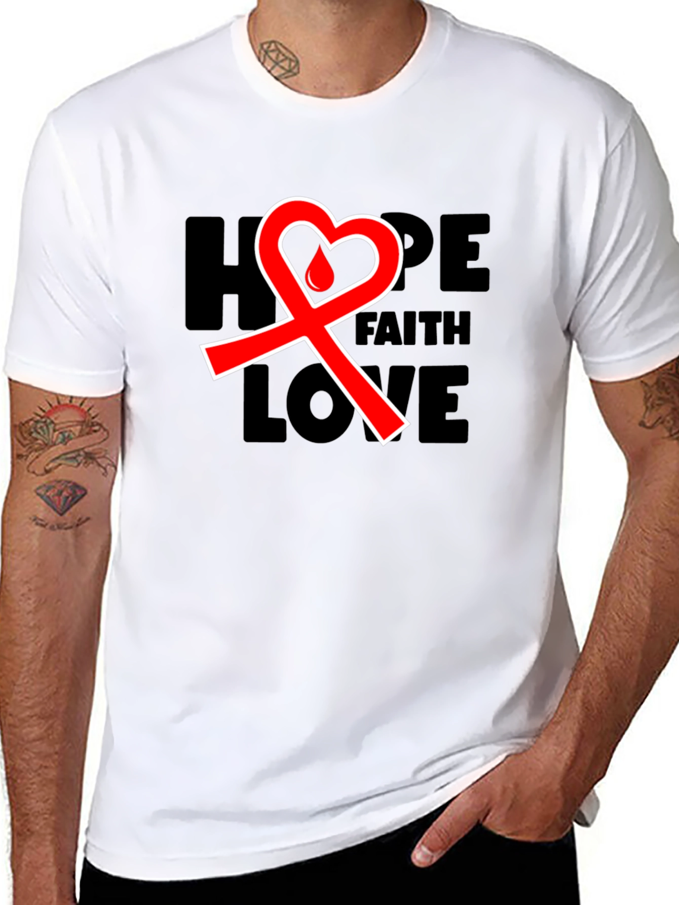 Hope Faith Love Ribbon T-Shirt