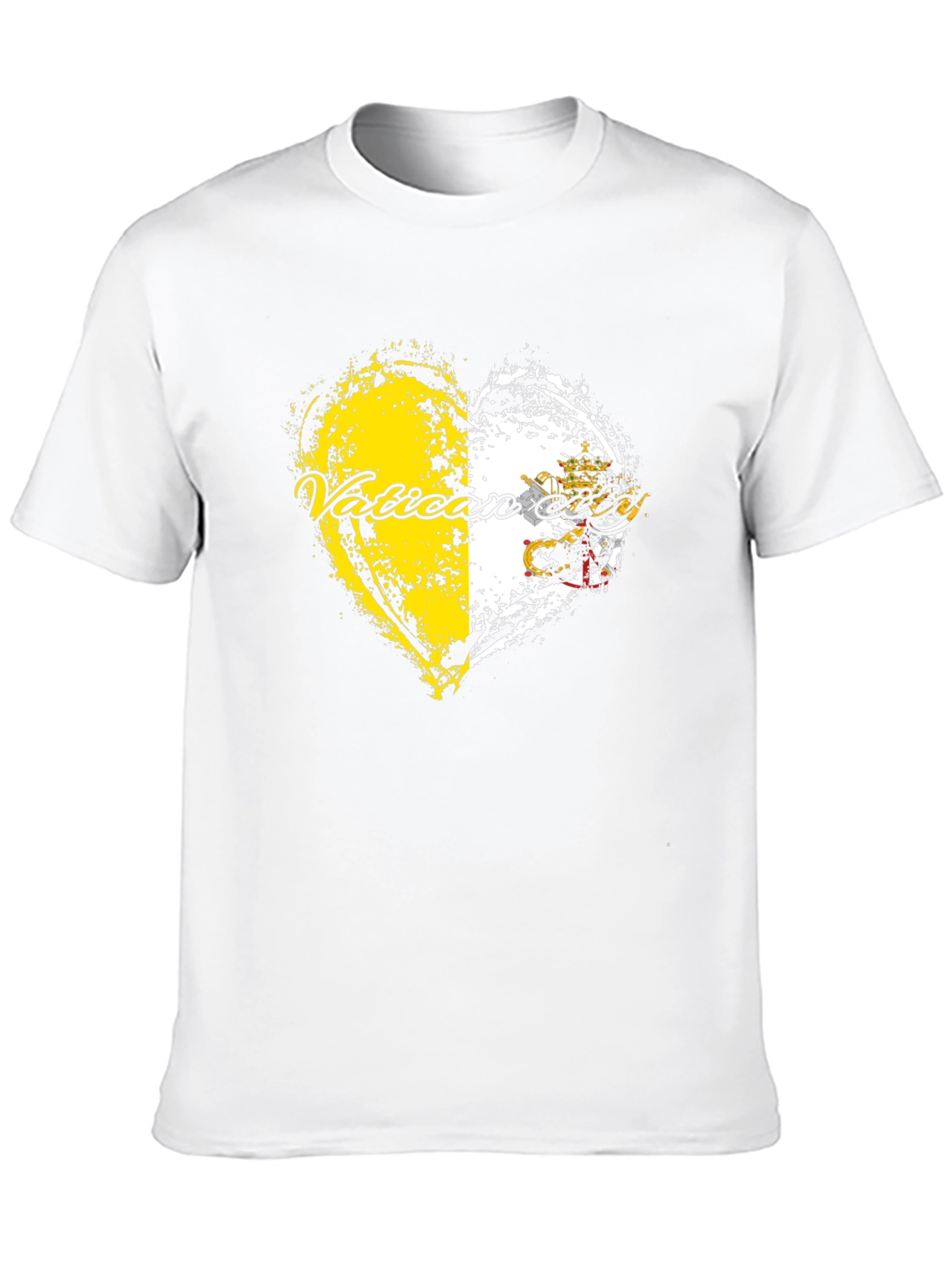 Vatican City Flag Heart Graphic Tee - Black