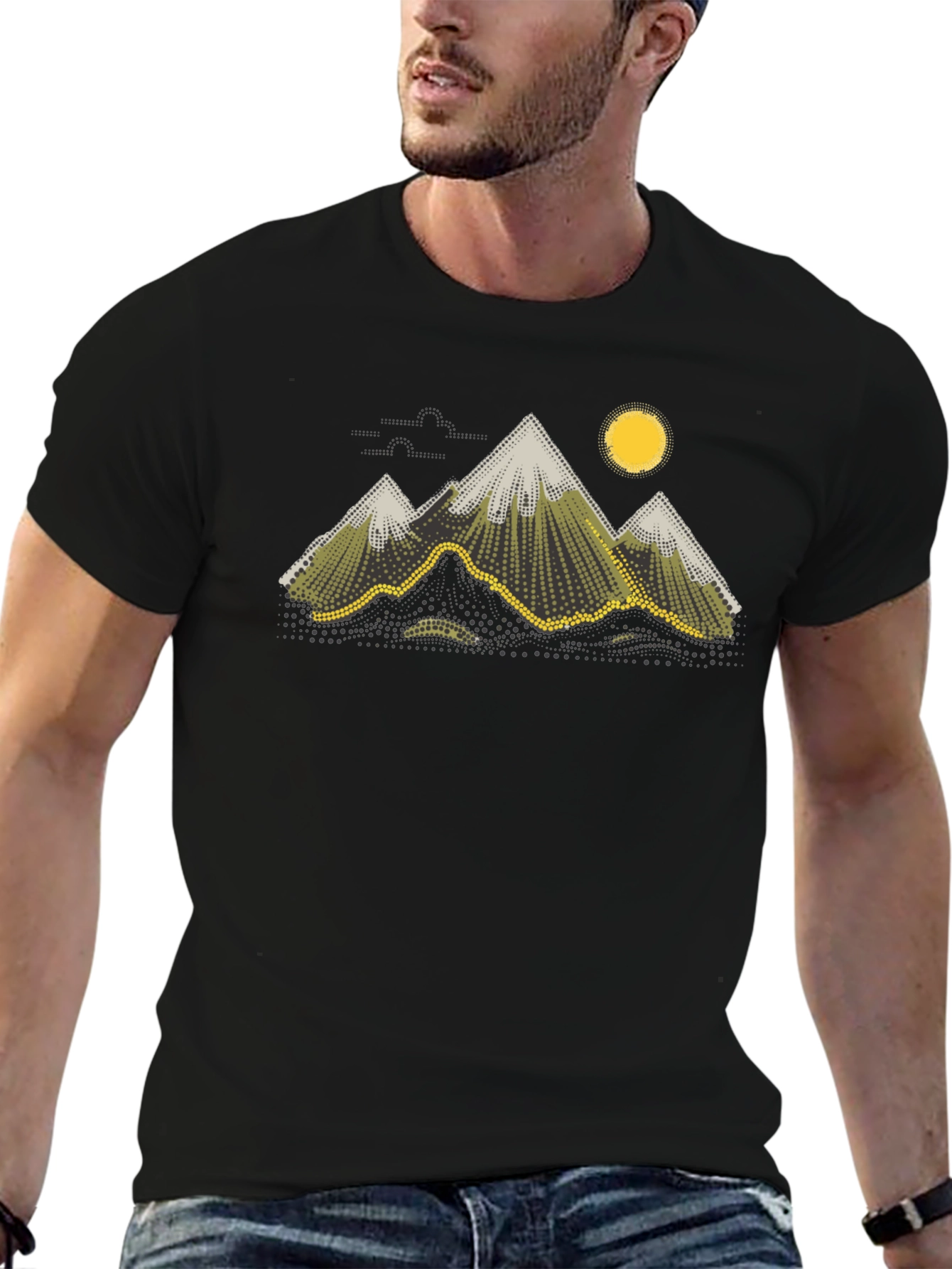 Mountain Peak Graphic T-Shirt - Stylish Black Tee