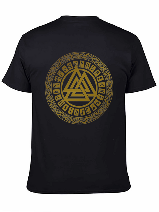 Viking Valknut Symbol T-Shirt - Nordic Runes Circle Design
