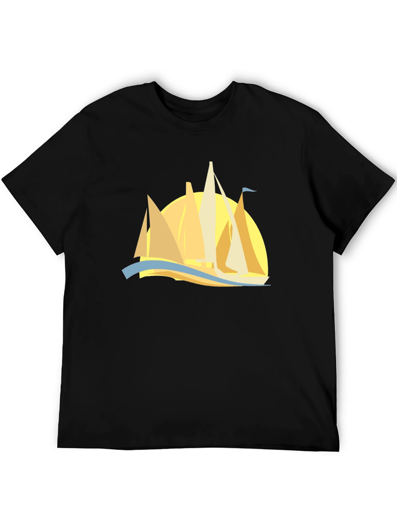 Sailing Graphic Tee - Black Cotton Comfort