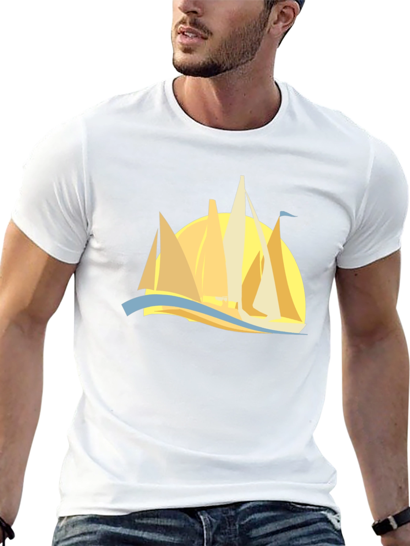 Sailing Graphic Tee - Black Cotton Comfort