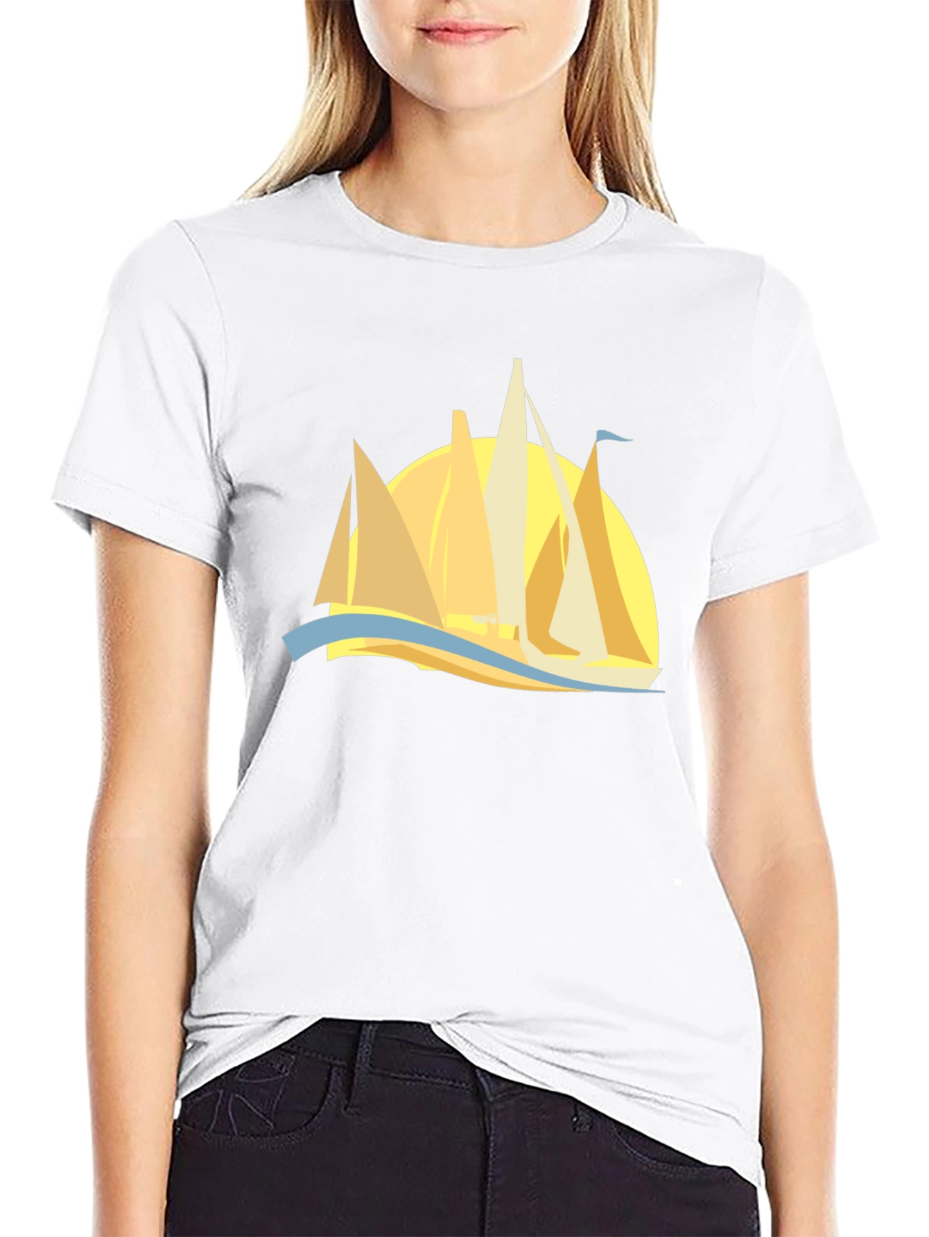 Sailing Graphic Tee - Black Cotton Comfort