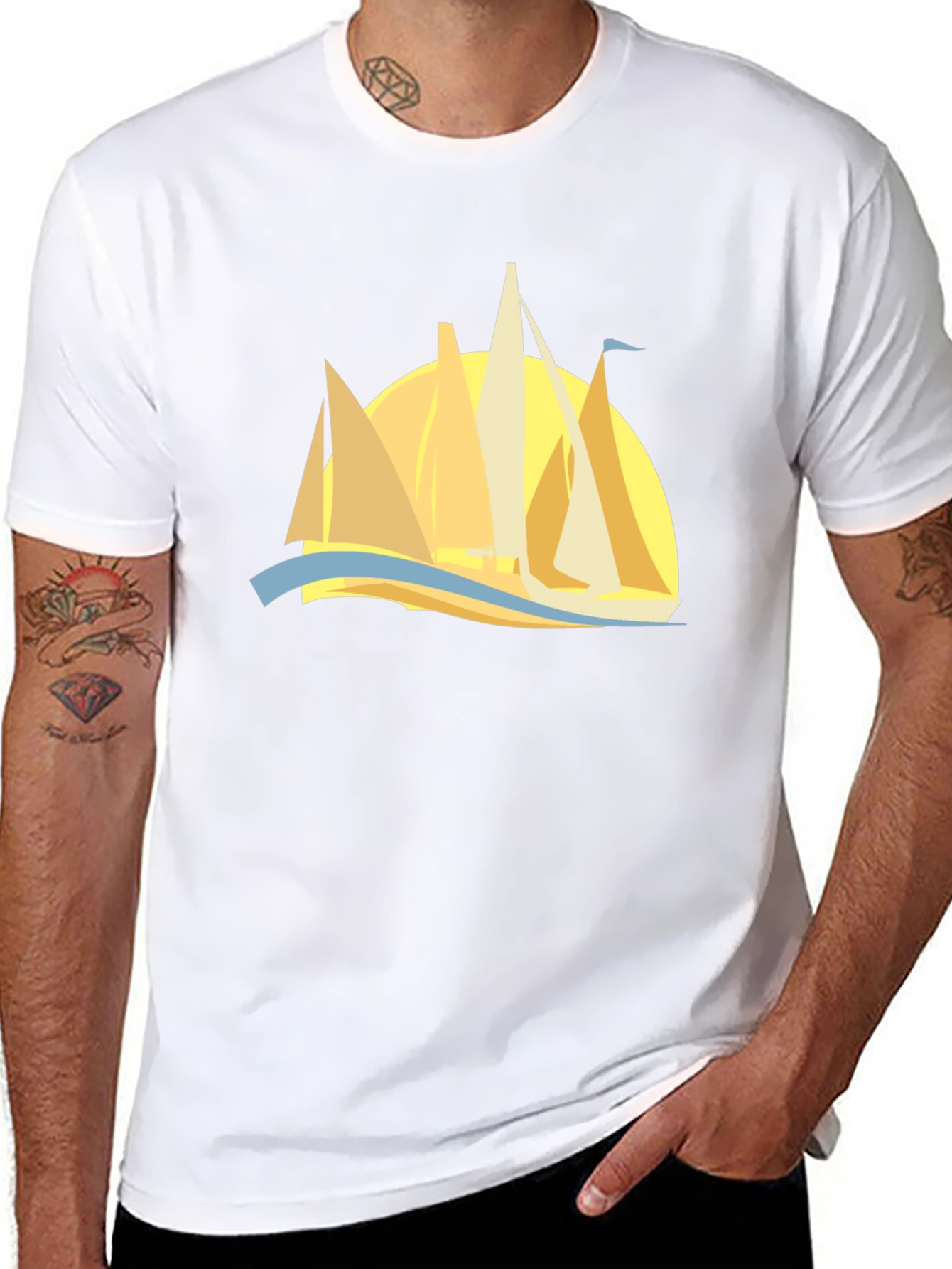 Sailing Graphic Tee - Black Cotton Comfort