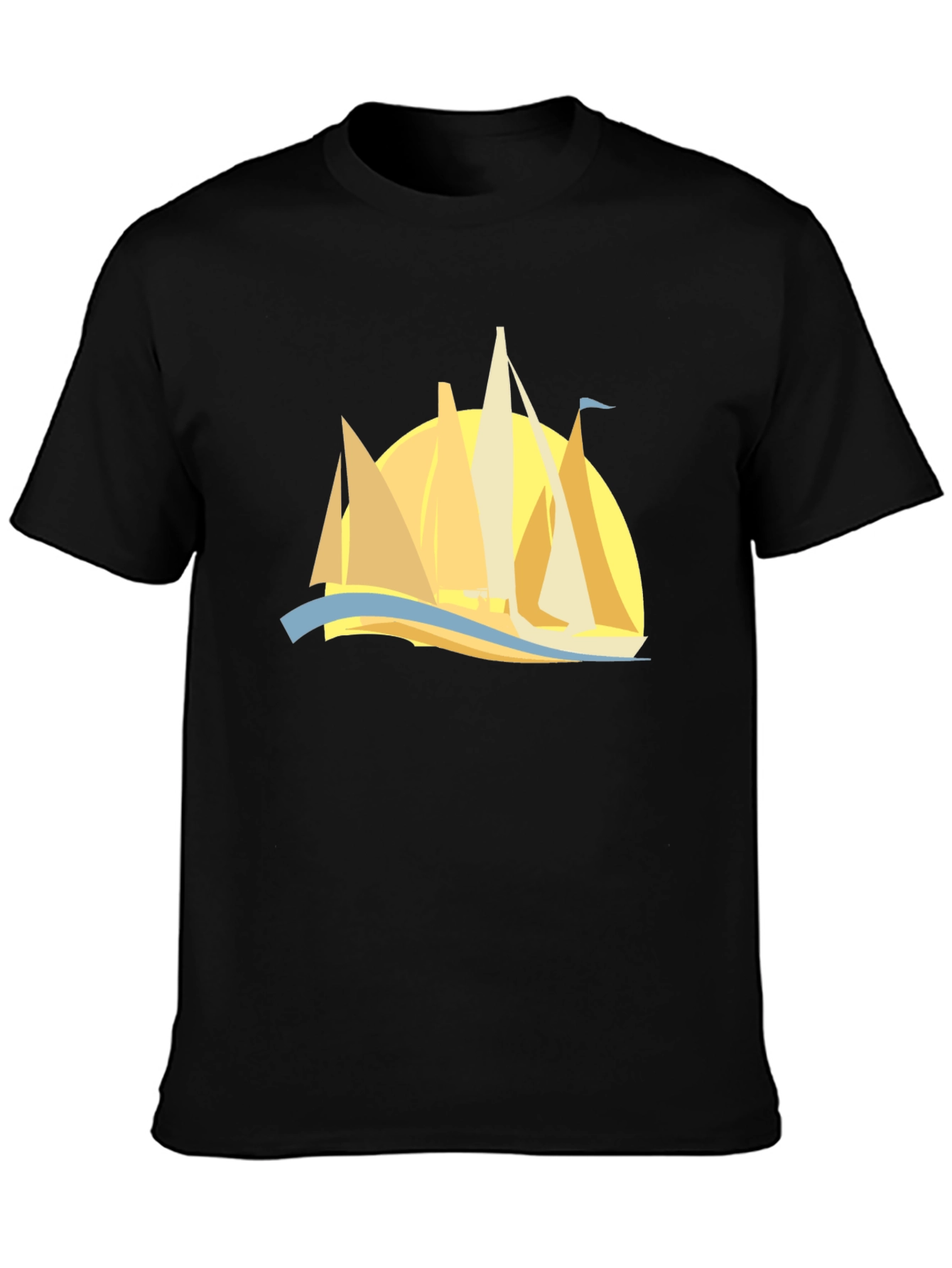 Sailing Graphic Tee - Black Cotton Comfort