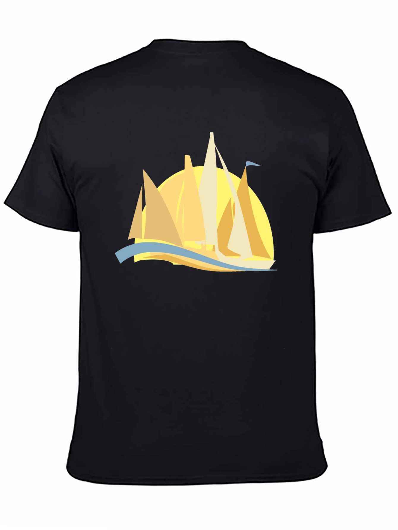 Sailing Graphic Tee - Black Cotton Comfort