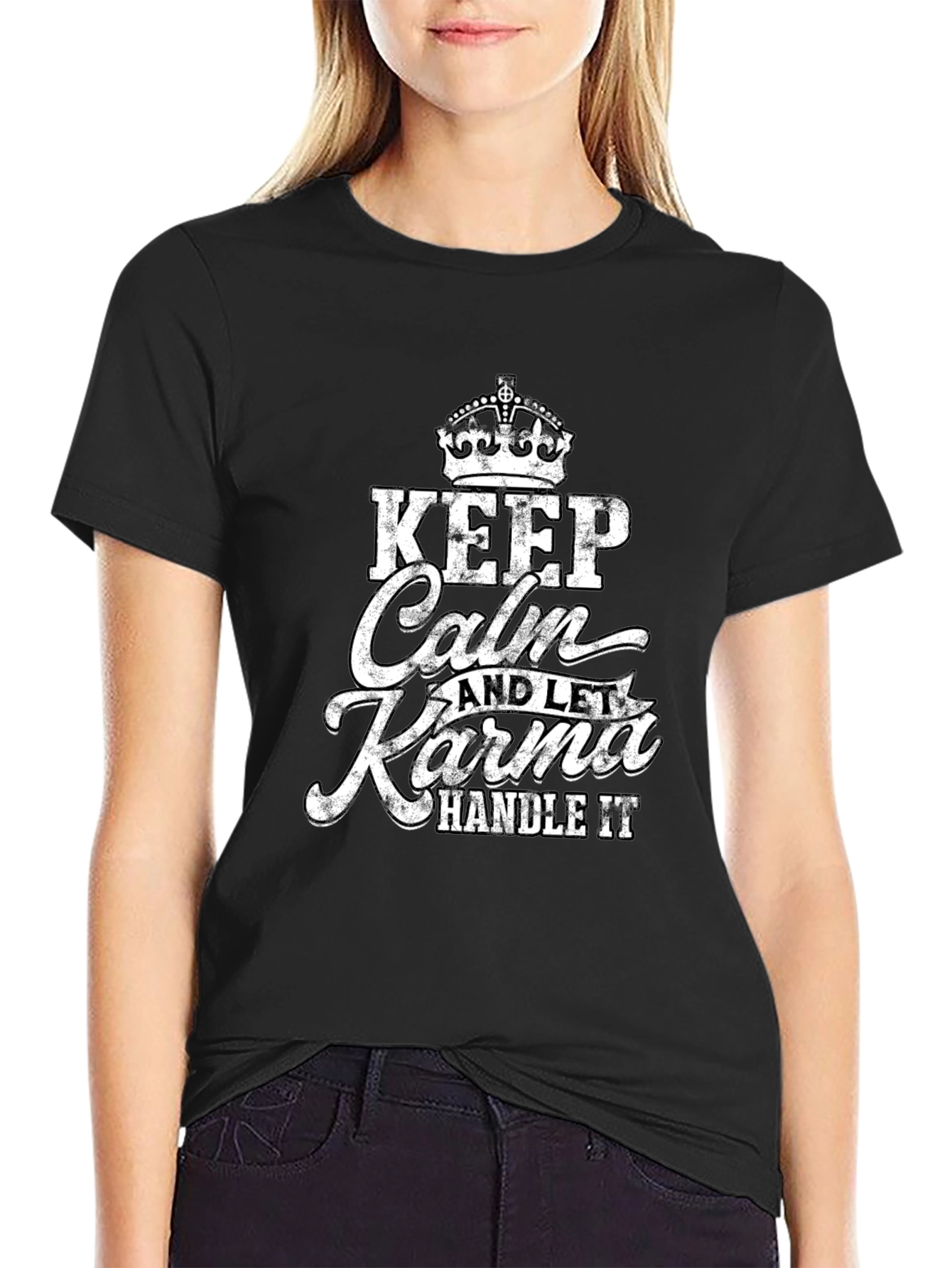 Keep Calm Karma Handle It Black T-Shirt