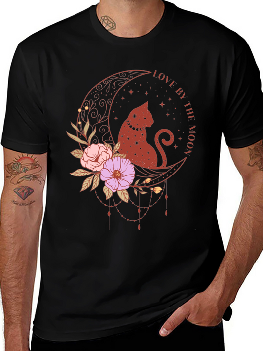 Love By The Moon Cat Graphic T-Shirt