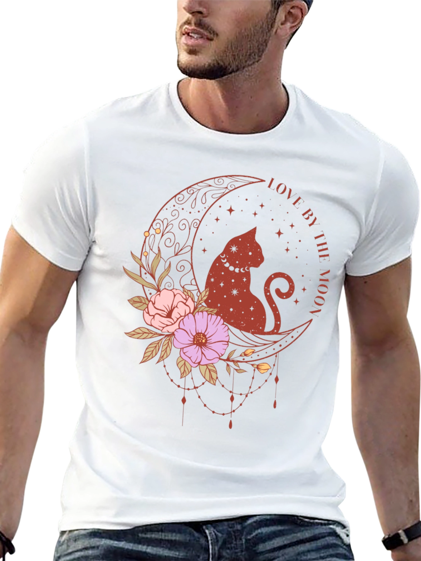 Love By The Moon Cat Graphic T-Shirt
