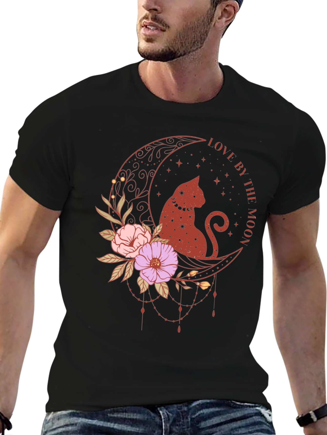 Love By The Moon Cat Graphic T-Shirt
