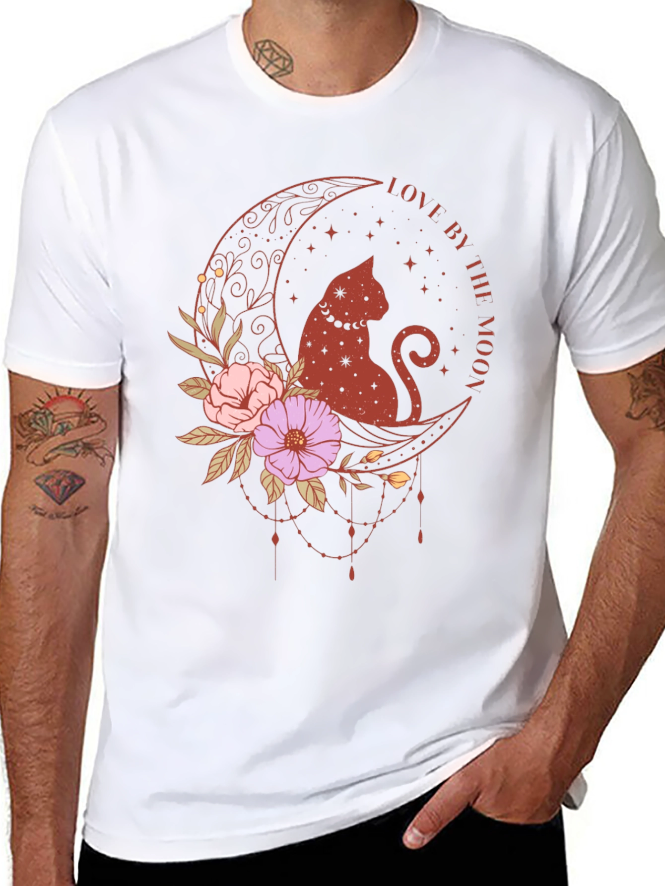 Love By The Moon Cat Graphic T-Shirt
