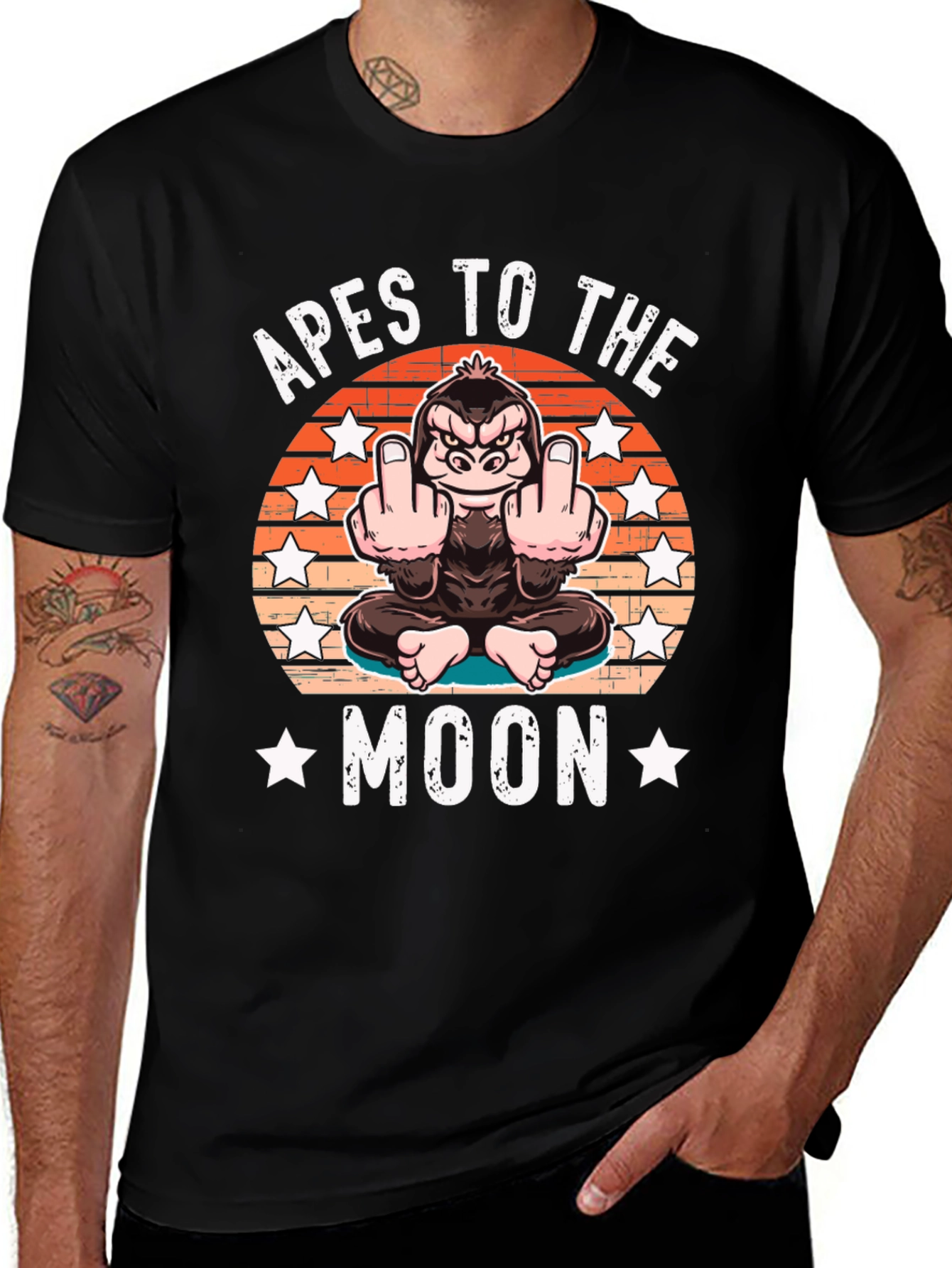 Apes to the Moon Funny Graphic T-Shirt