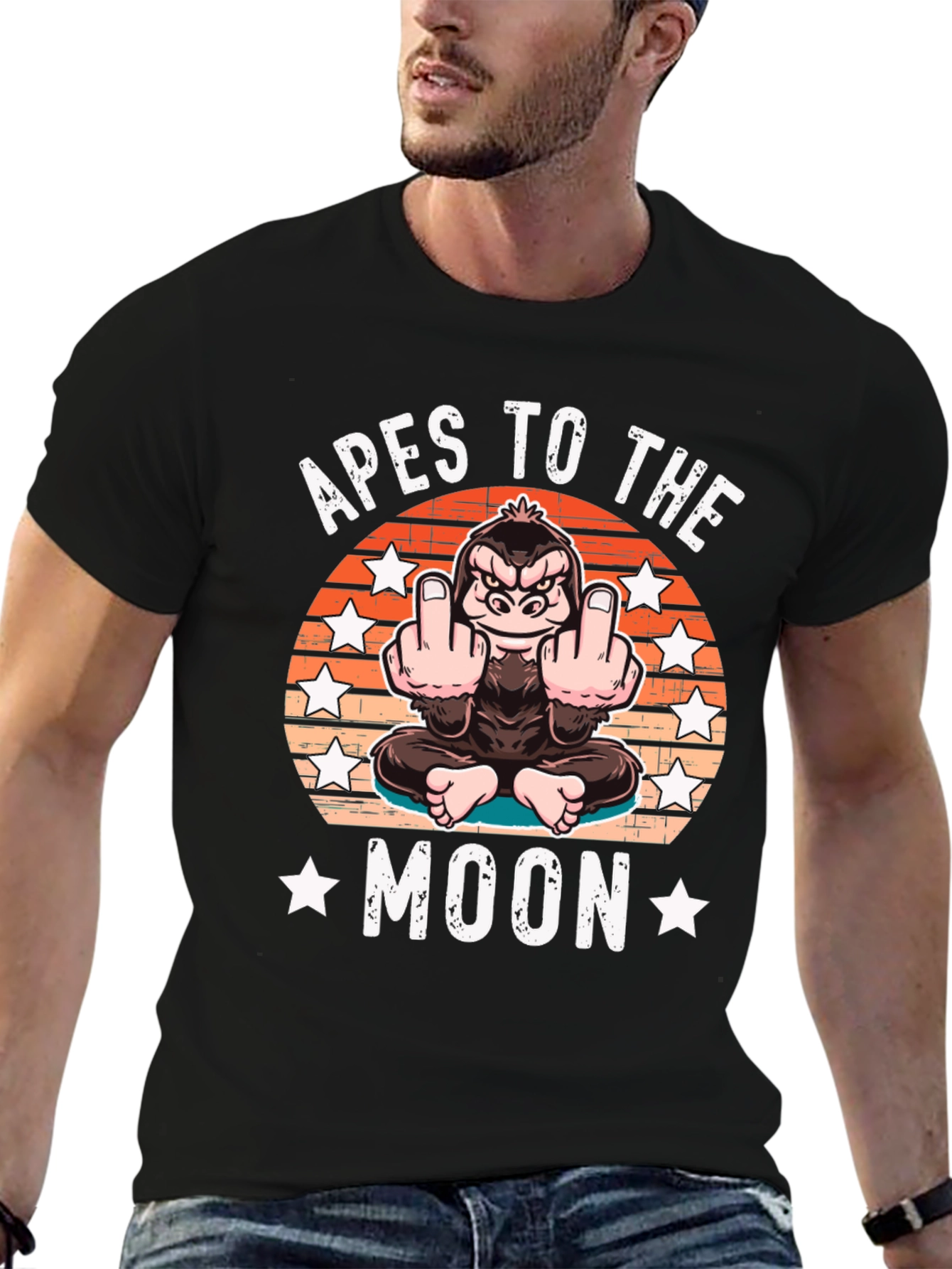 Apes to the Moon Funny Graphic T-Shirt