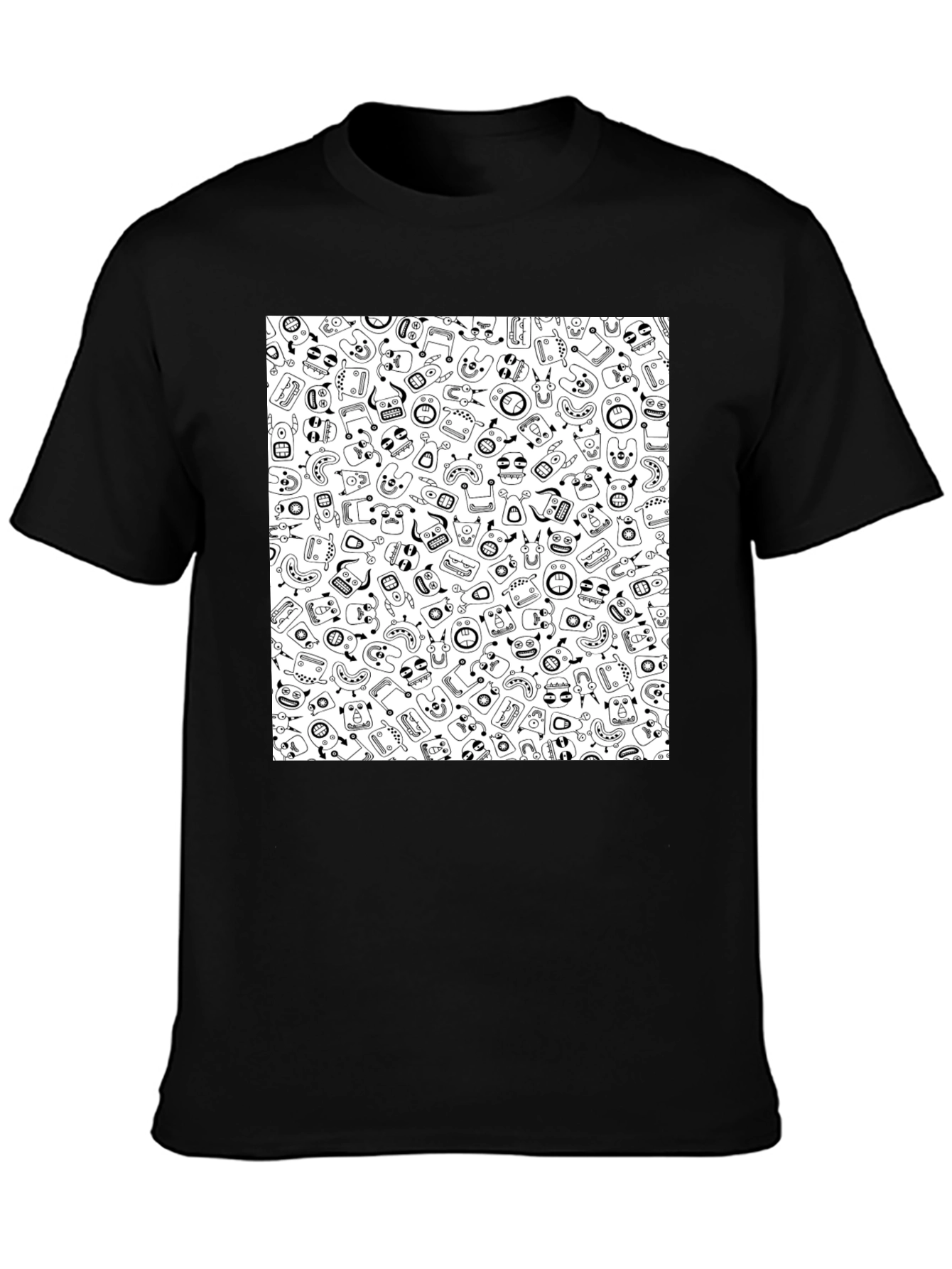 Funky Black T-Shirt with Whimsical Pattern