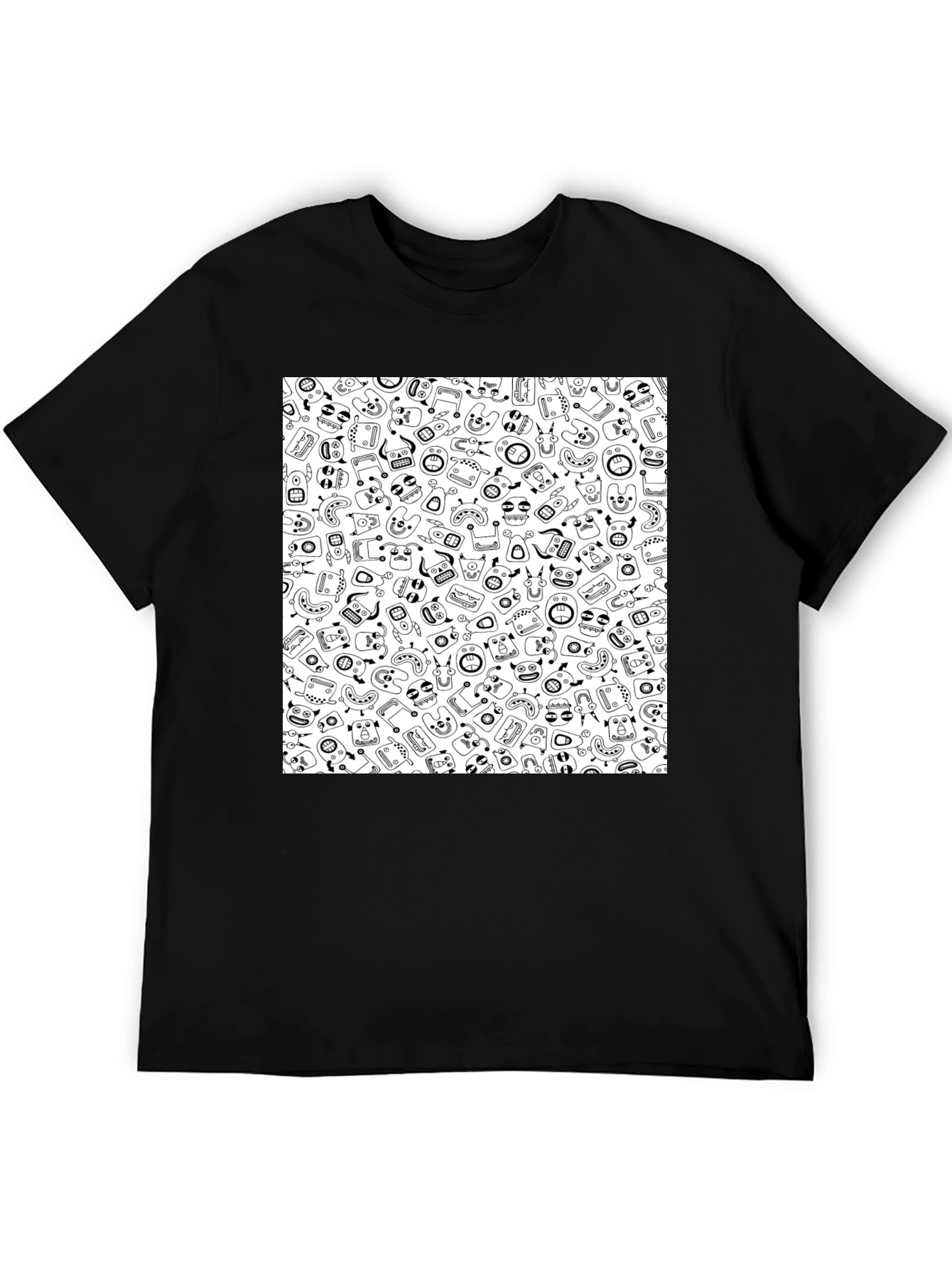 Funky Black T-Shirt with Whimsical Pattern
