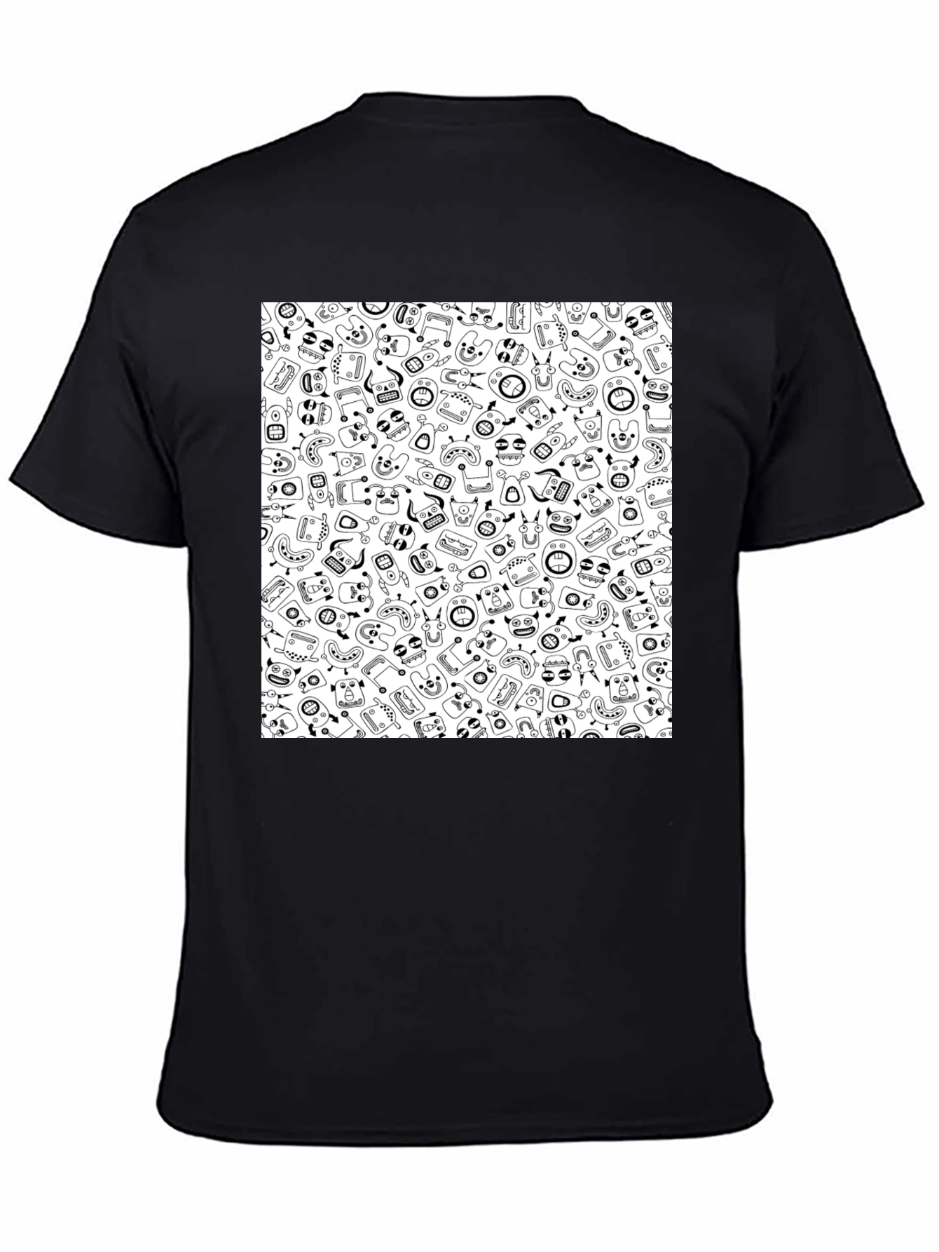 Funky Black T-Shirt with Whimsical Pattern