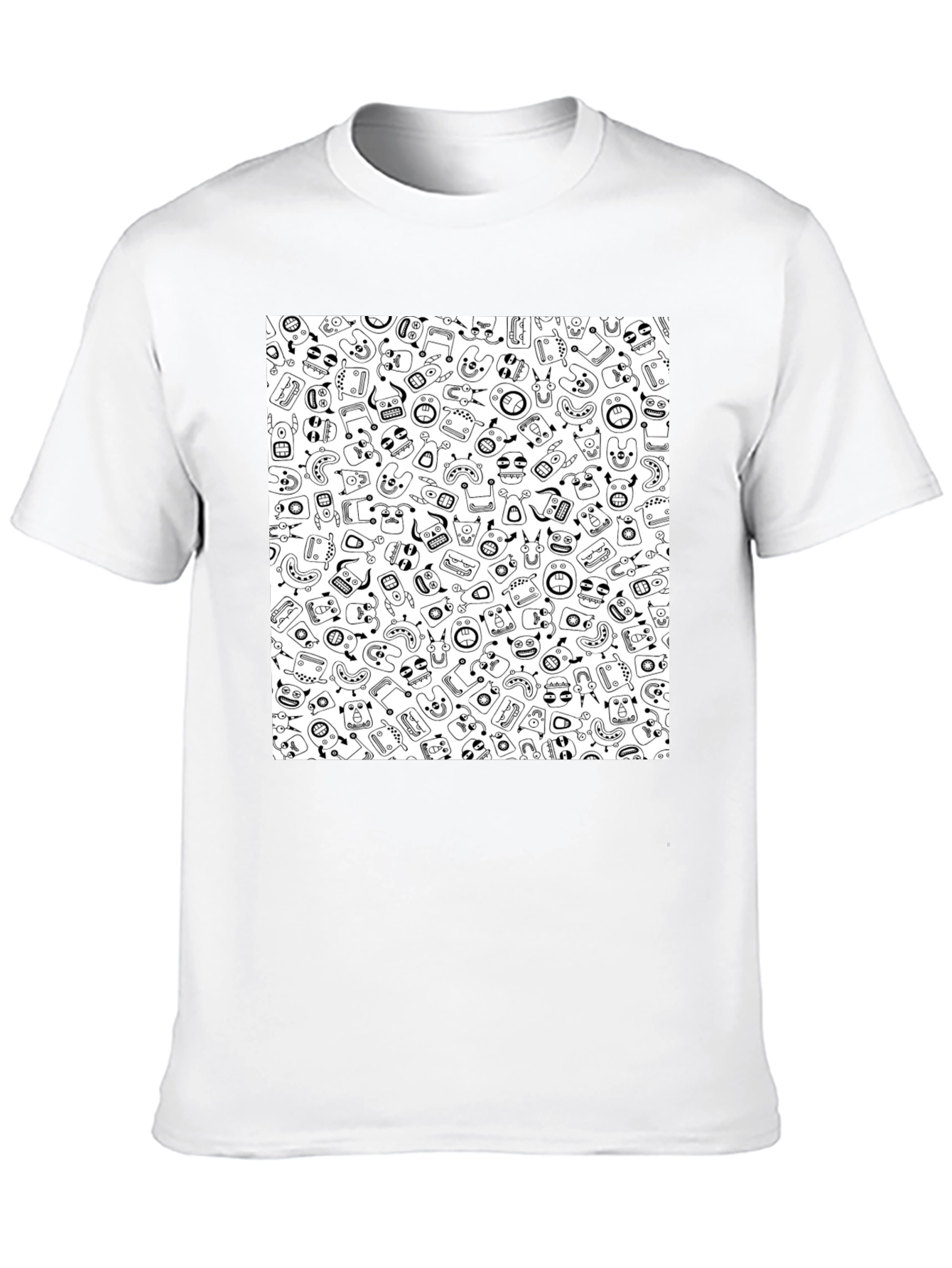 Funky Black T-Shirt with Whimsical Pattern
