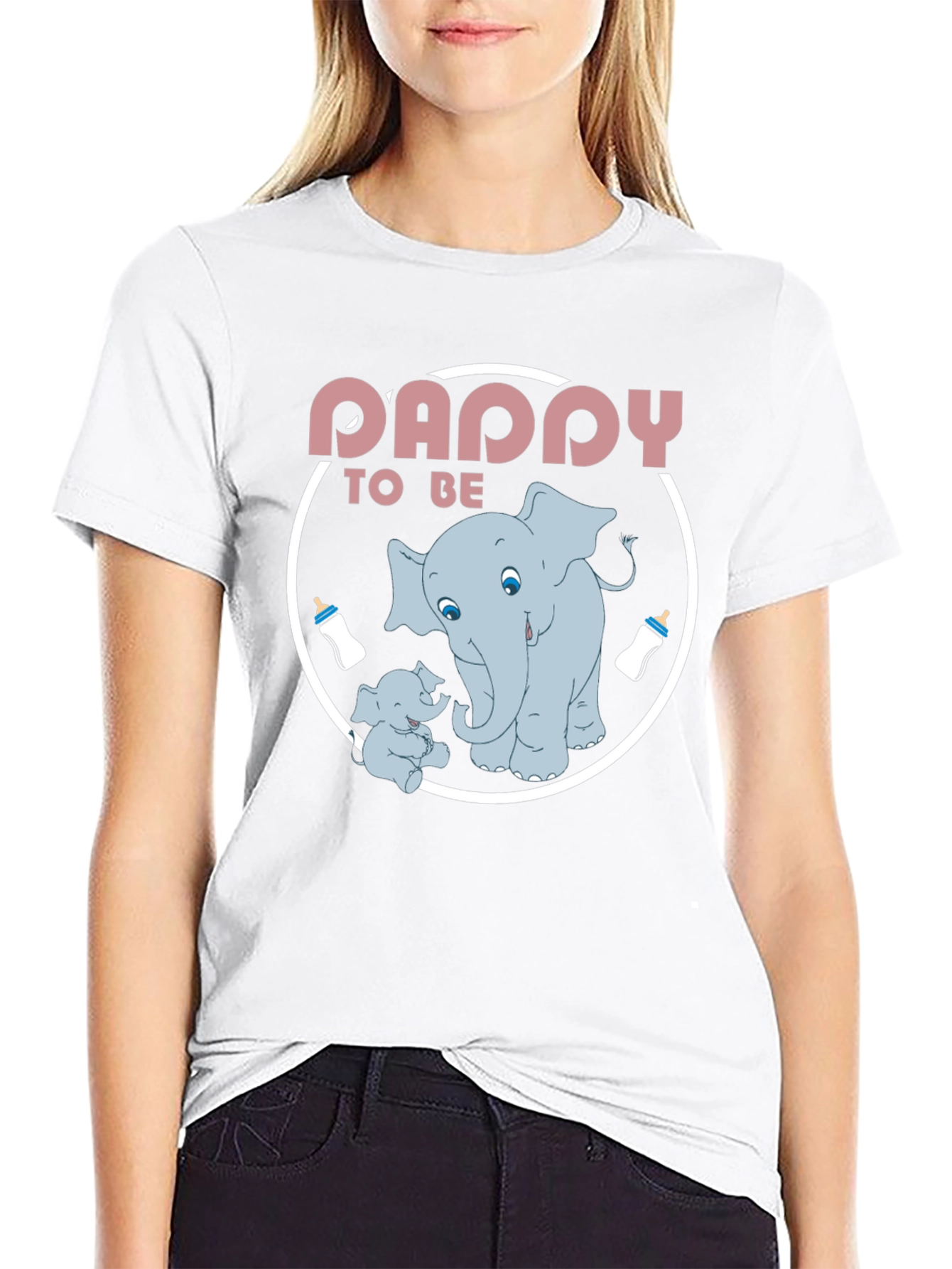Daddy To Be Elephant Graphic Tee - Black