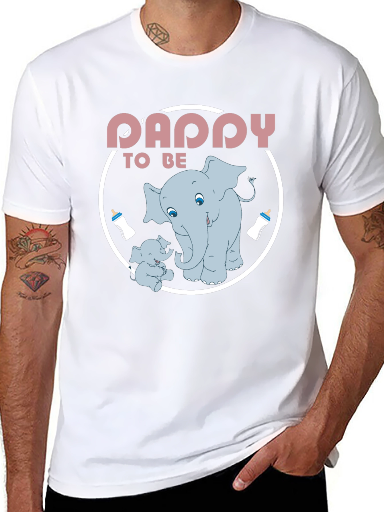 Daddy To Be Elephant Graphic Tee - Black