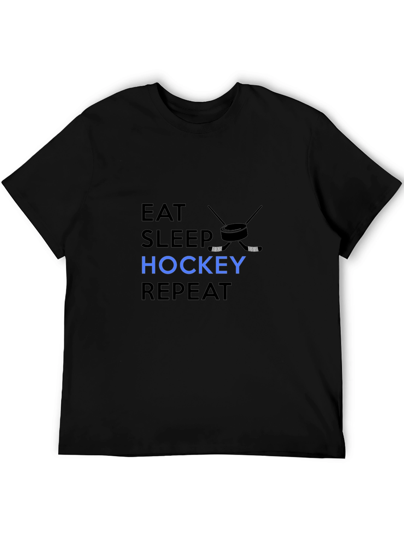 Eat Sleep Hockey Repeat - Mens Black T-Shirt
