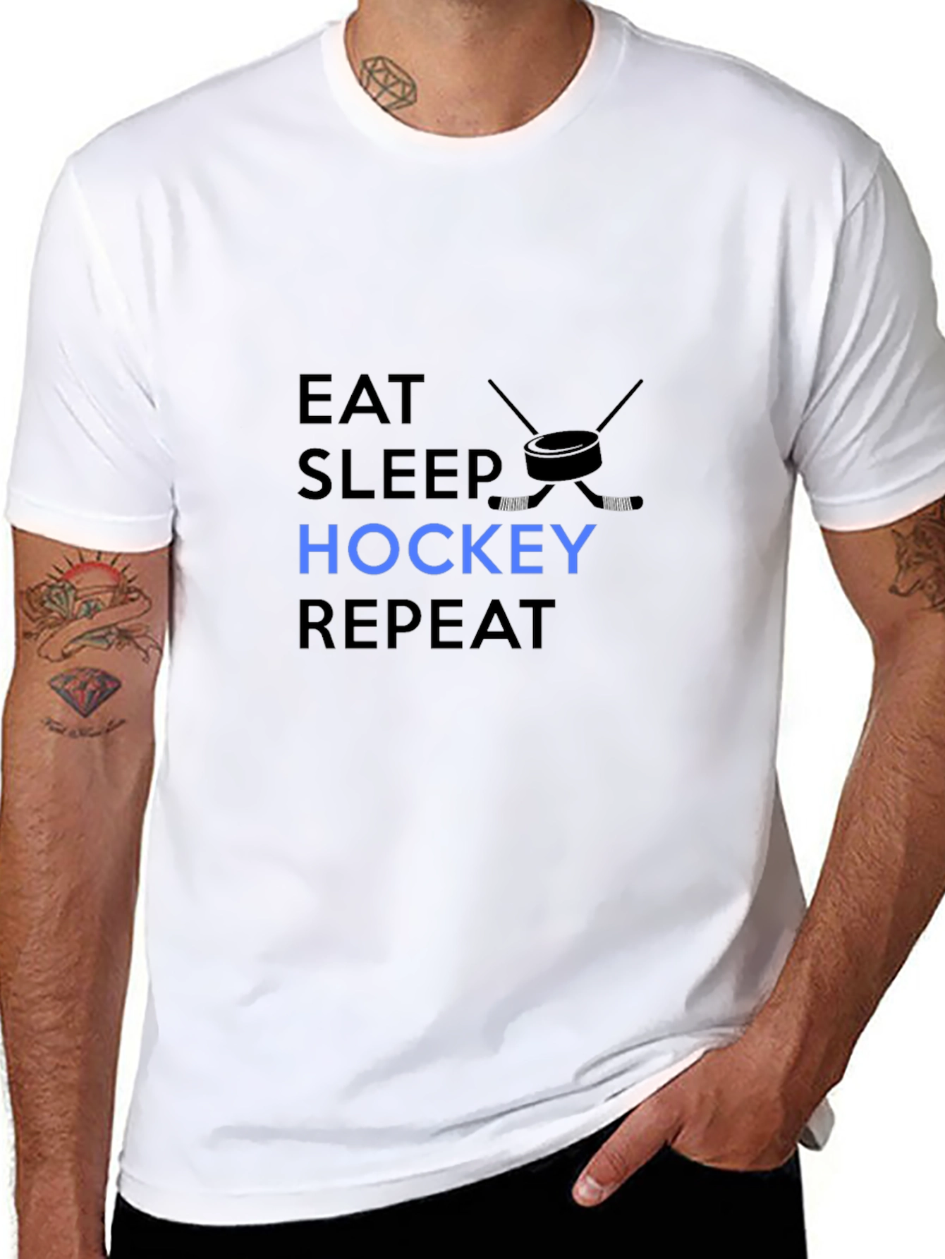 Eat Sleep Hockey Repeat - Mens Black T-Shirt