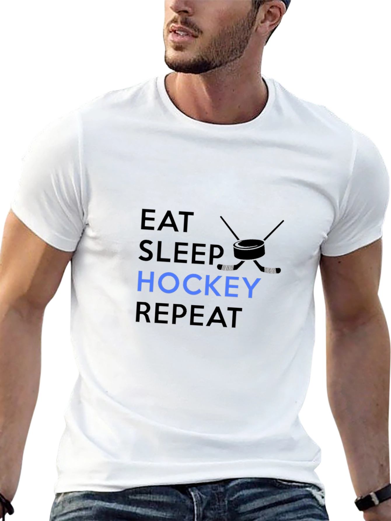 Eat Sleep Hockey Repeat - Mens Black T-Shirt