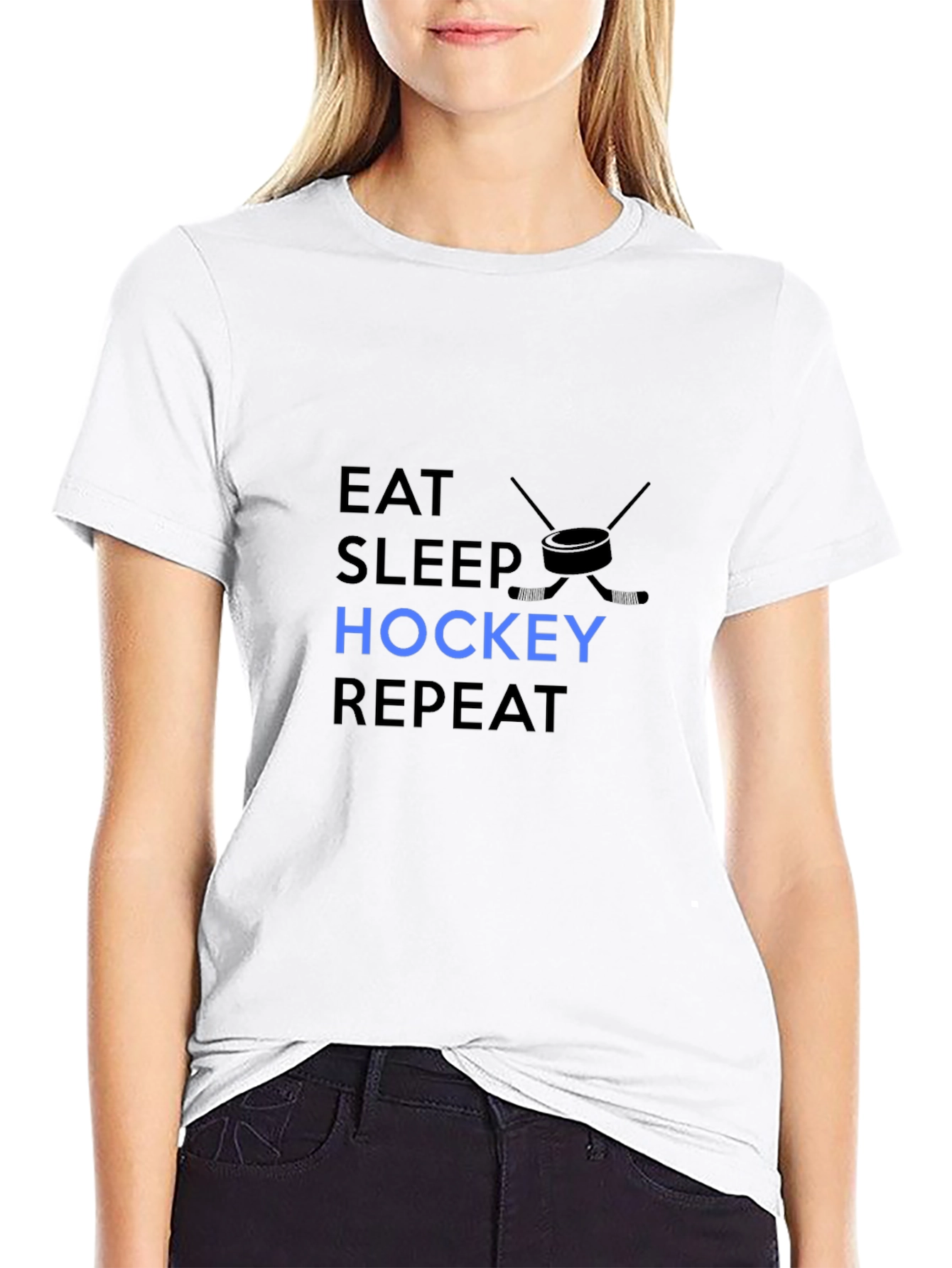 Eat Sleep Hockey Repeat - Mens Black T-Shirt