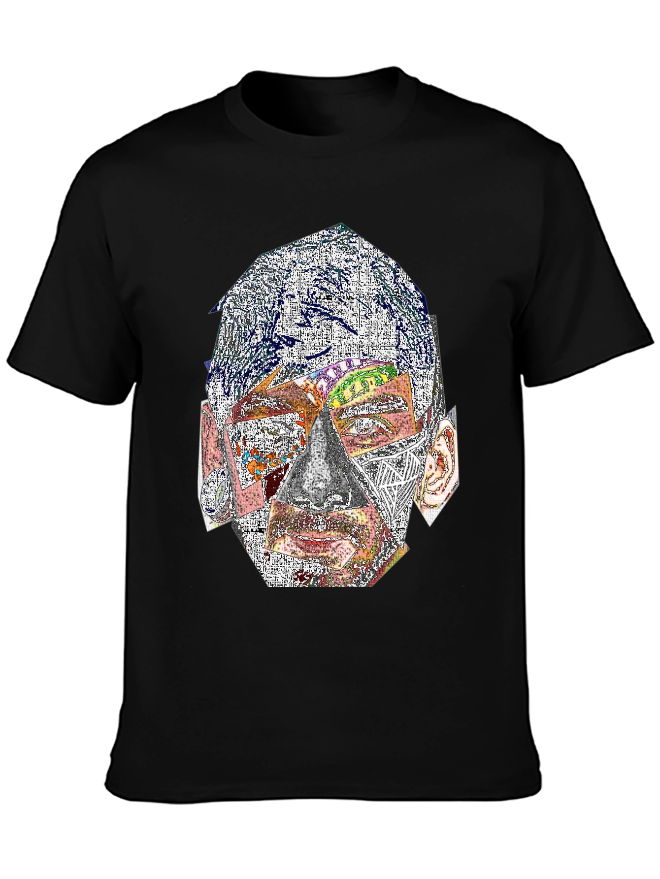 Abstract Face Graphic Print Crew Neck T-Shirt