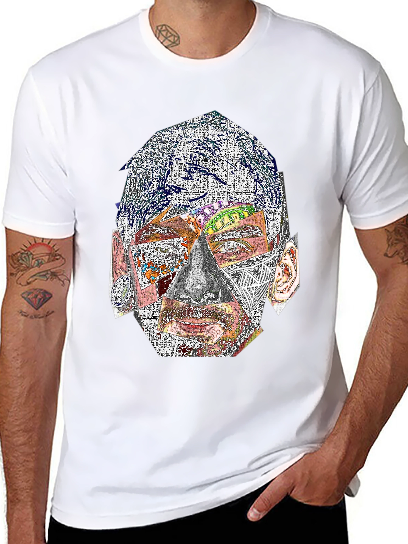 Abstract Face Graphic Print Crew Neck T-Shirt