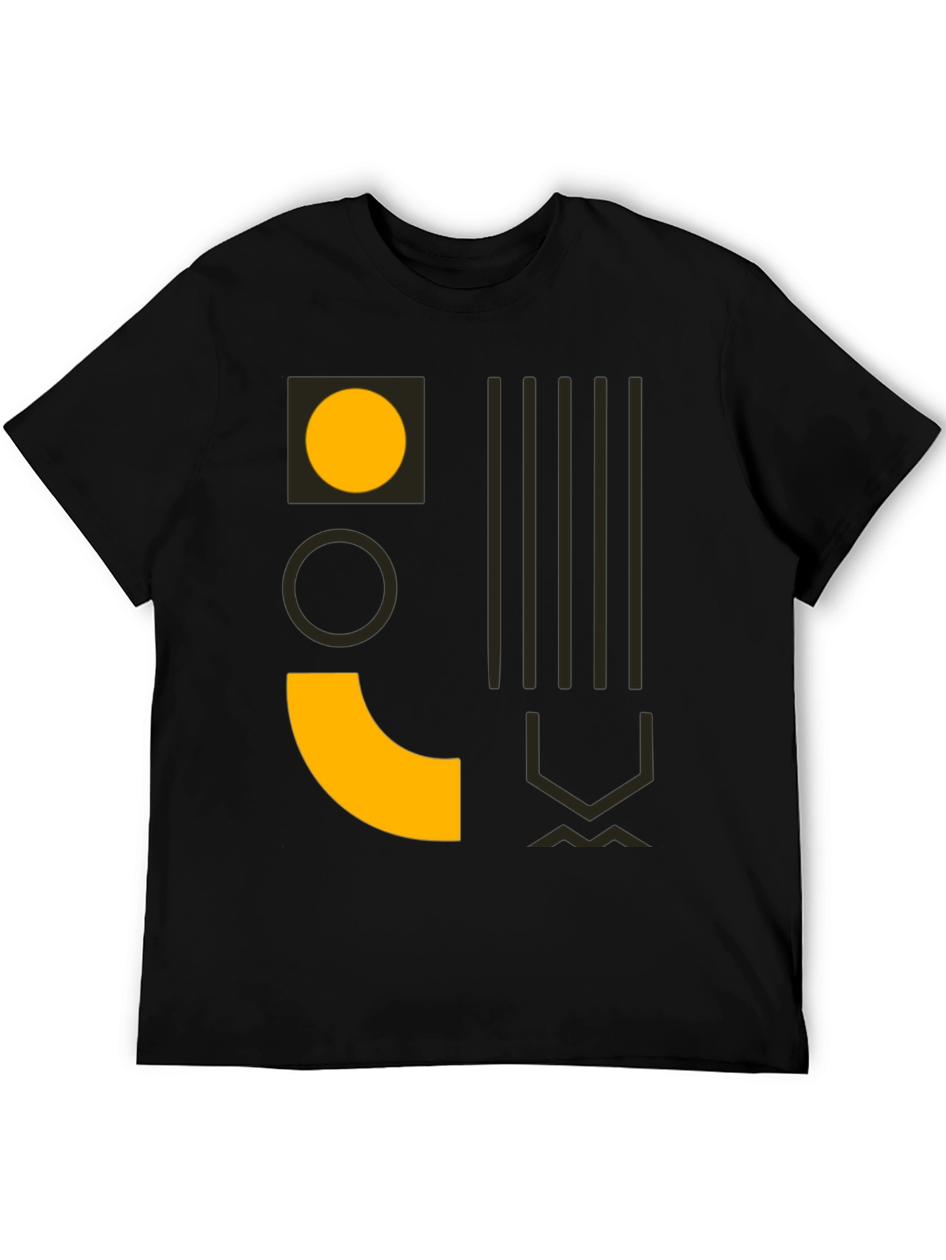 Modern Geometric Print Mens Black T-Shirt