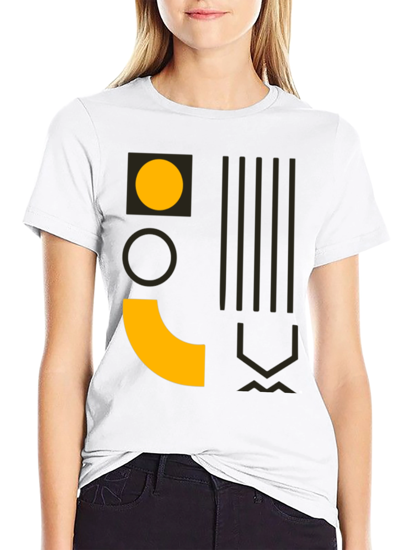 Modern Geometric Print Mens Black T-Shirt