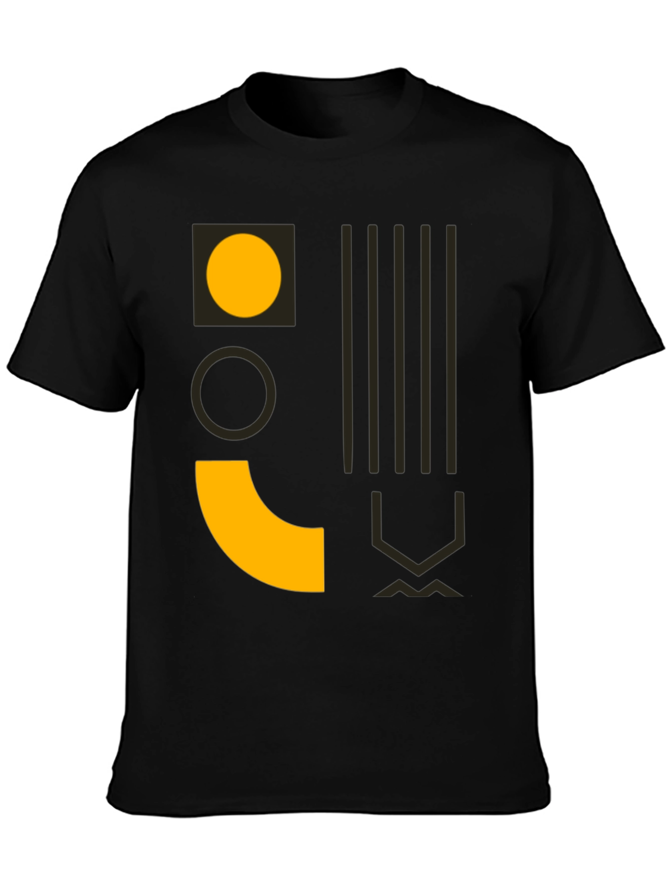 Modern Geometric Print Mens Black T-Shirt