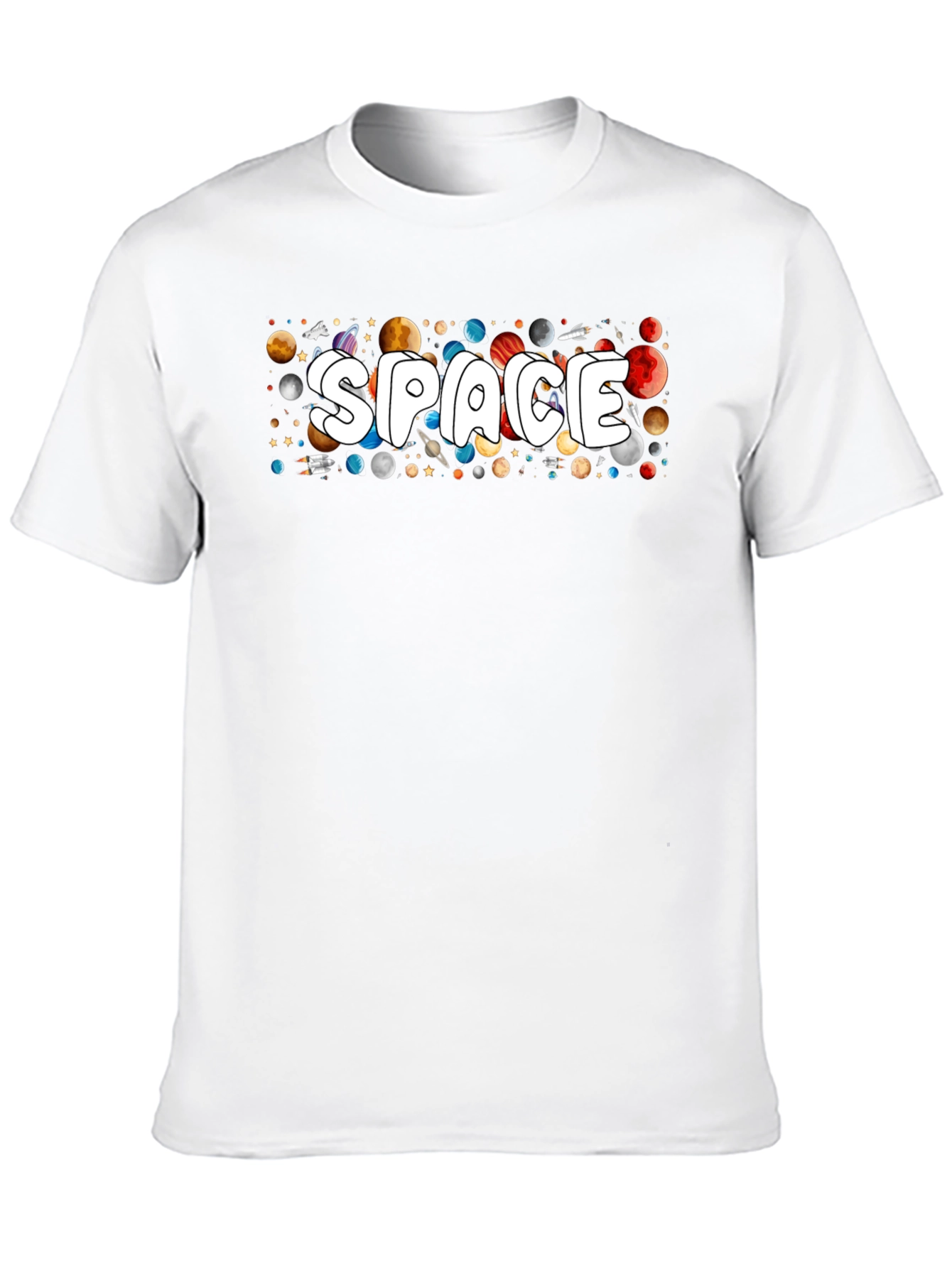 Space Graphic T-Shirt - Planets & Stars Design