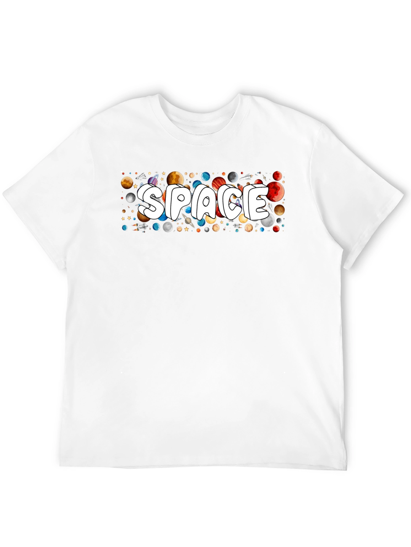 Space Graphic T-Shirt - Planets & Stars Design