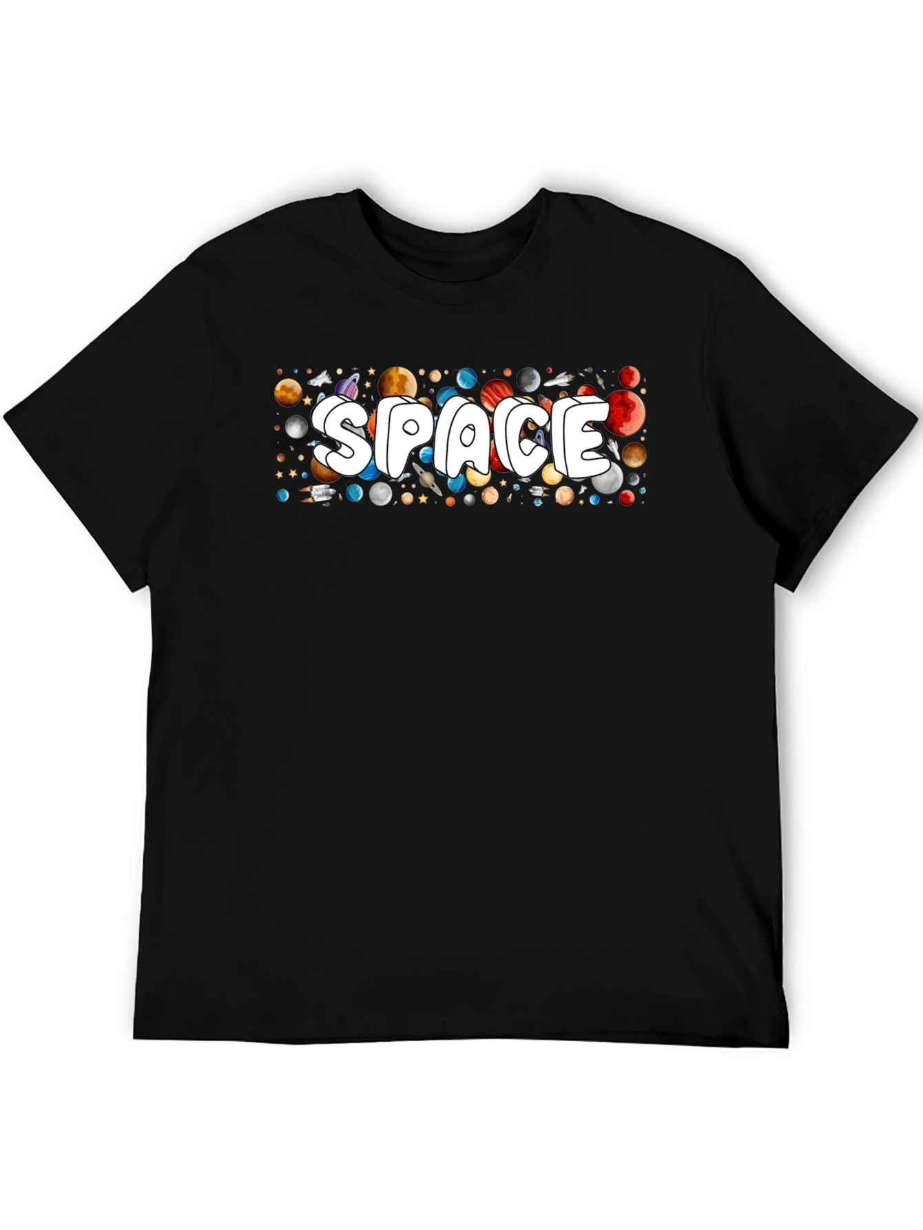 Space Graphic T-Shirt - Planets & Stars Design