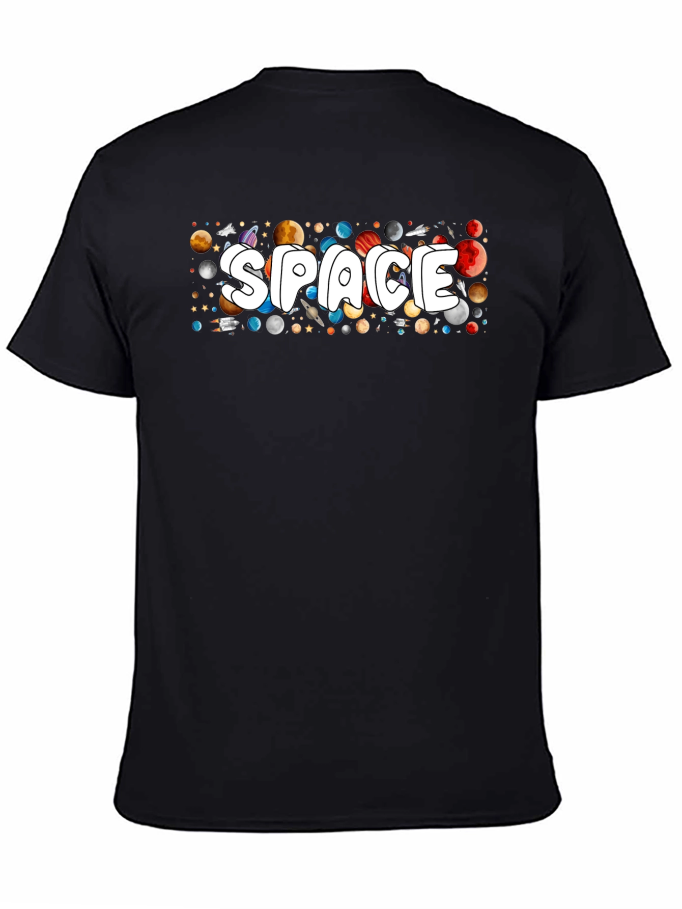 Space Graphic T-Shirt - Planets & Stars Design