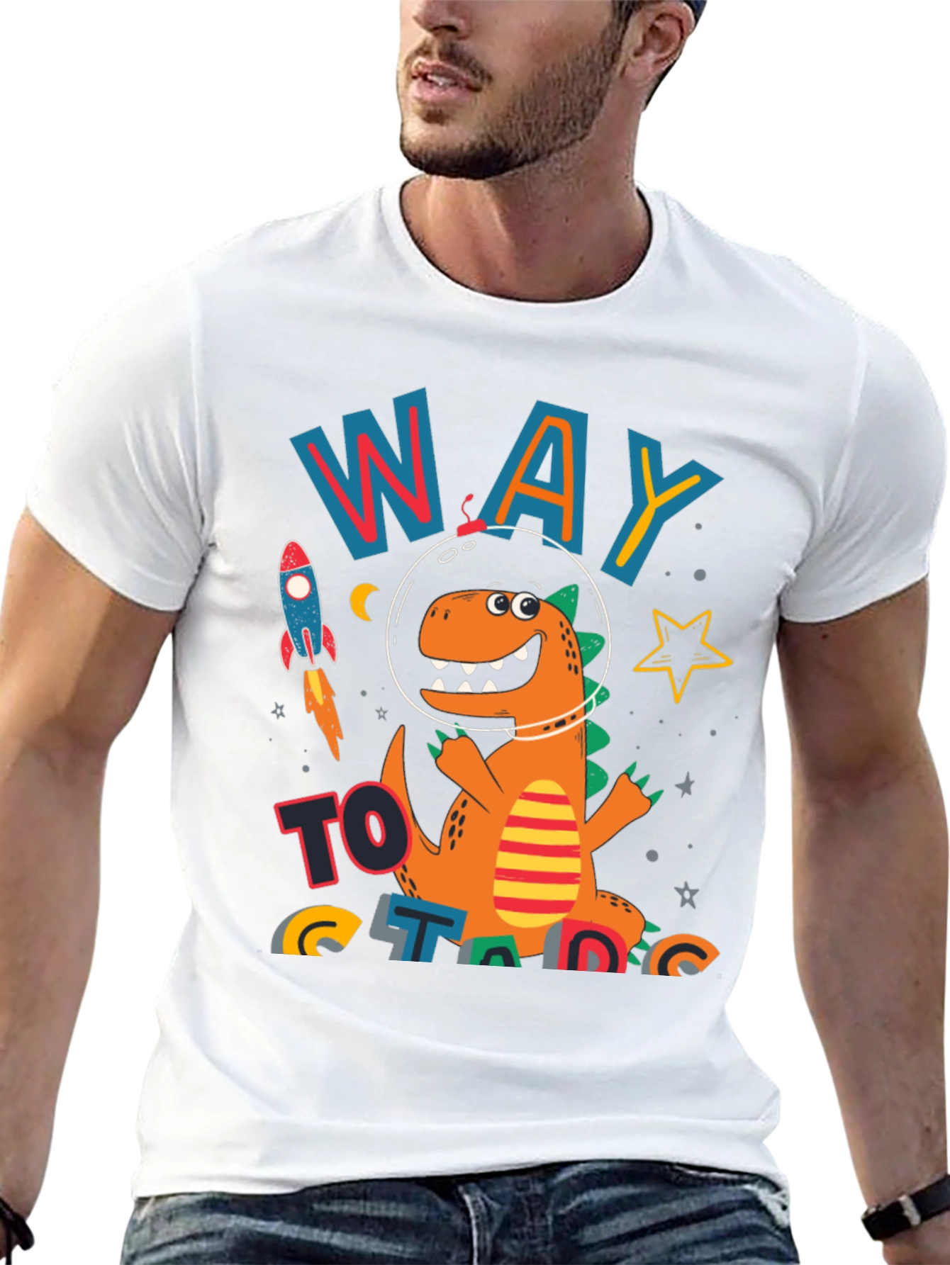 Dino Astronaut Black T-Shirt - Way To Stargaze